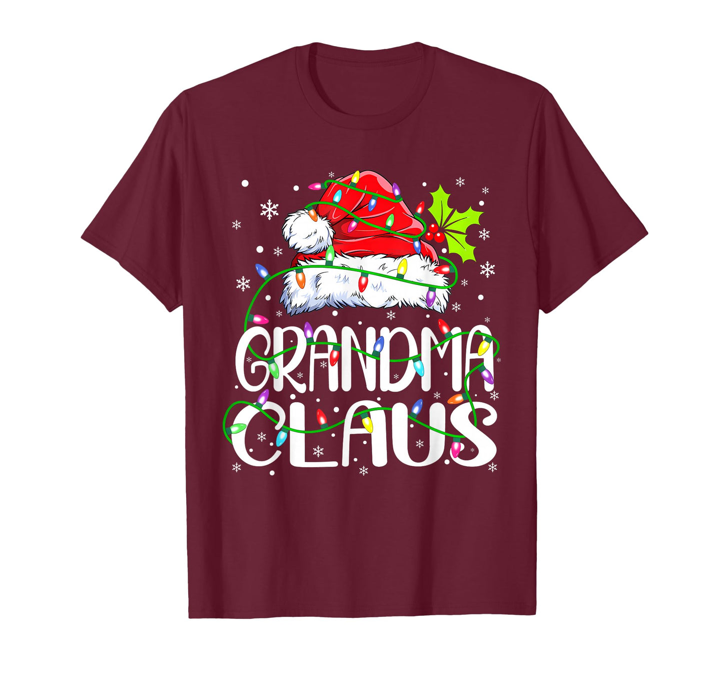 Grandma Claus Shirt Christmas Lights Pajama Family Matching T-Shirt
