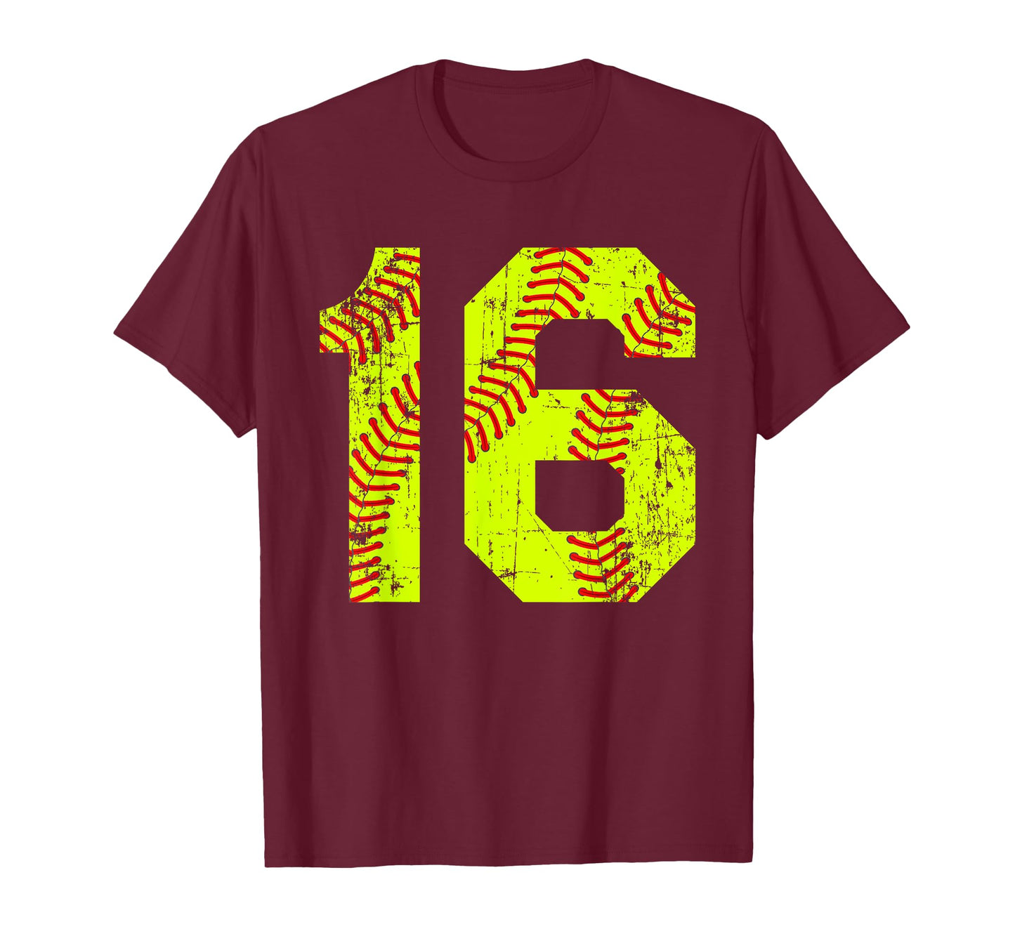 Vintage Softball 16 Jersey Number T-Shirt