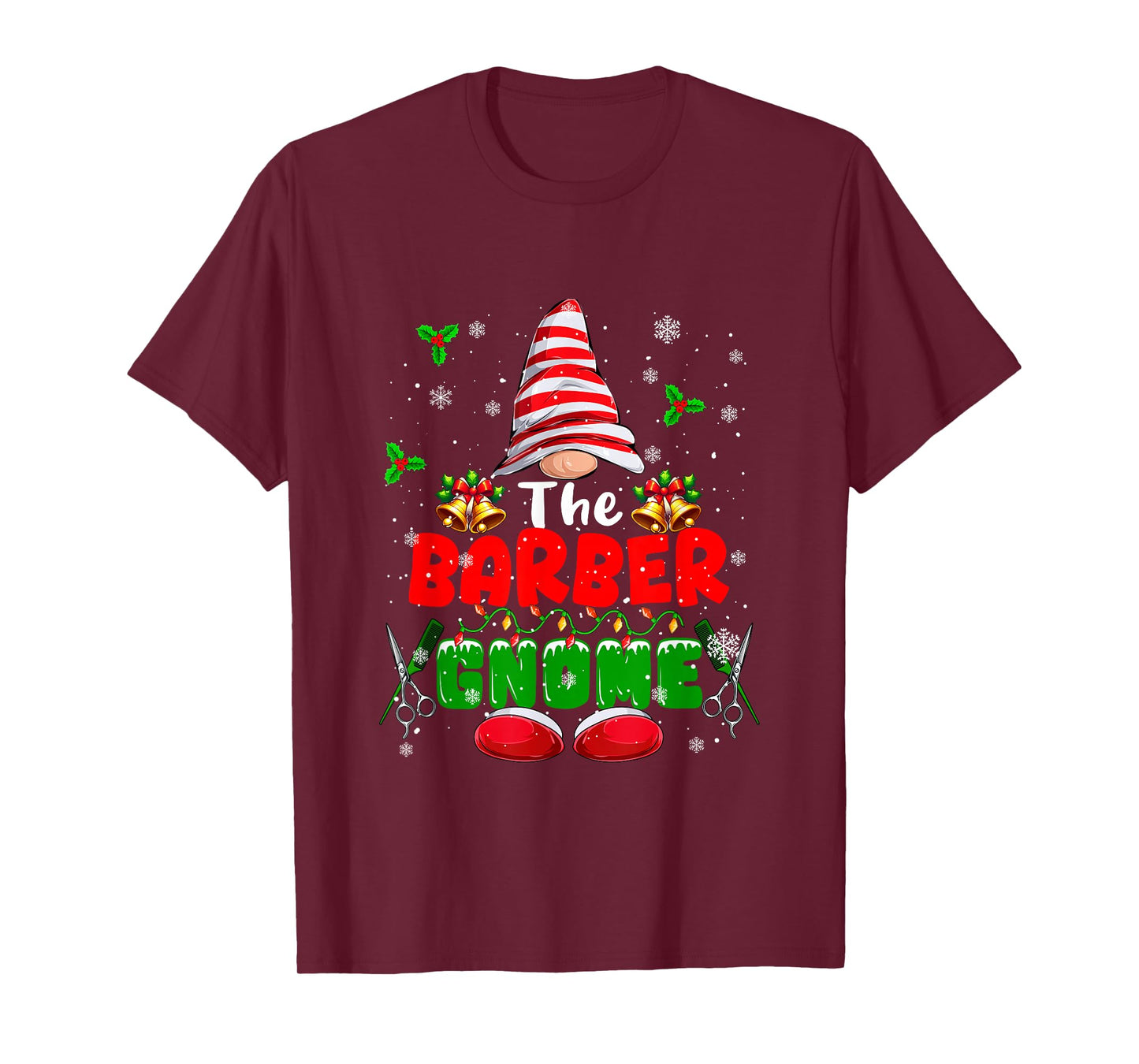 The Barber Gnome Christmas Colorful Costume Job Team T-Shirt