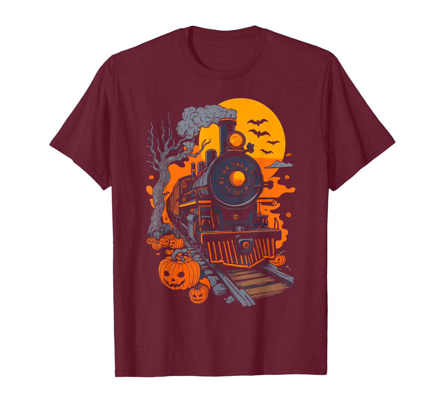 Vintage Halloween Train Jack O Lantern Pumpkin Kid Men Women T-Shirt