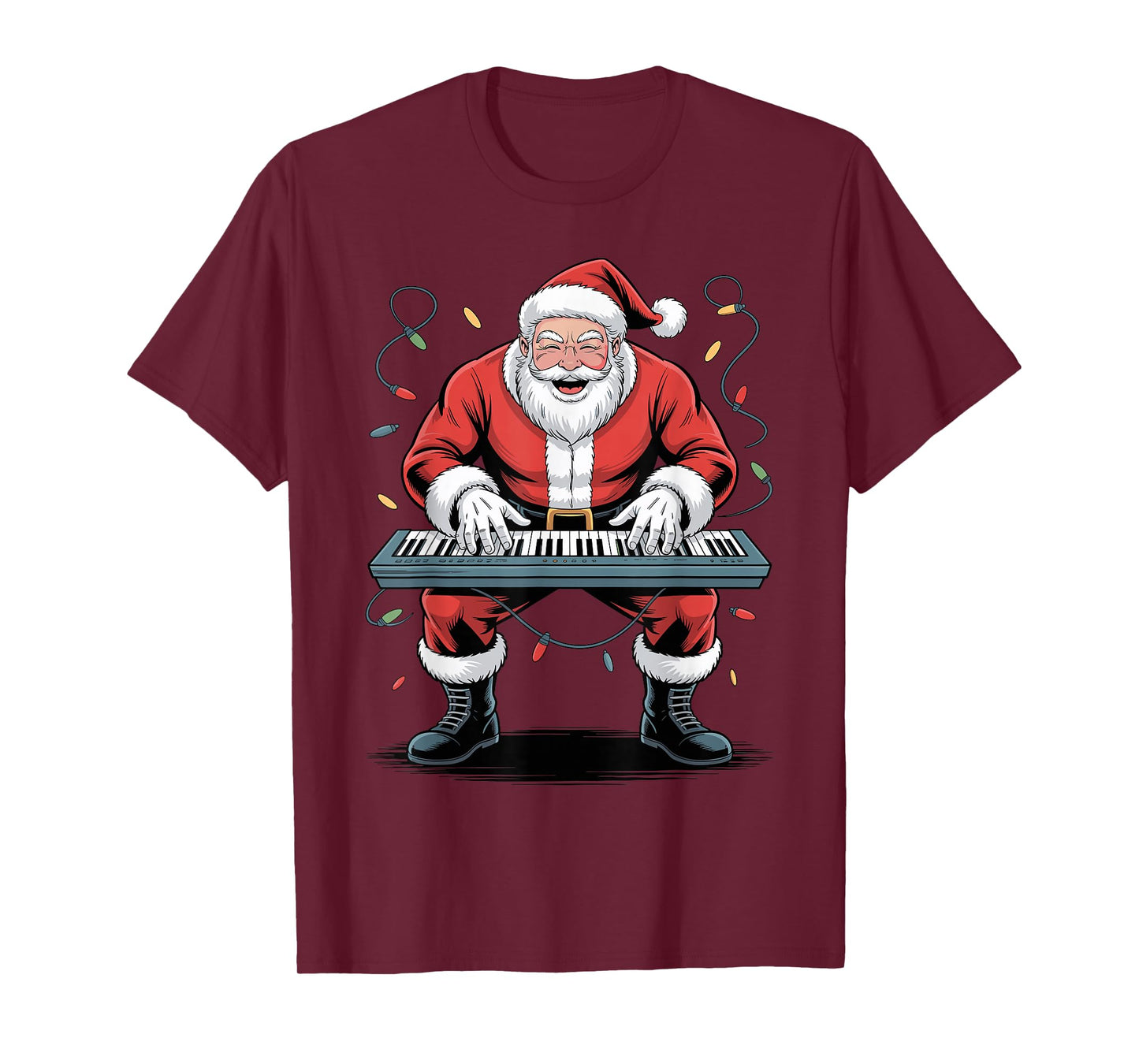 Santa Playing Digital Keyboard Funny Holiday Chrismas Xmas T-Shirt