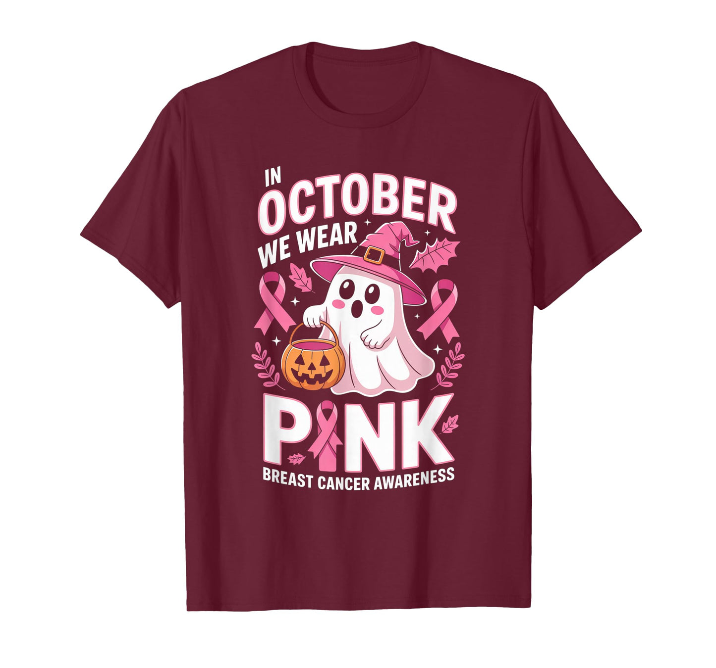 Breast Cancer Women Halloween in October We Wear Pink T-Shirt