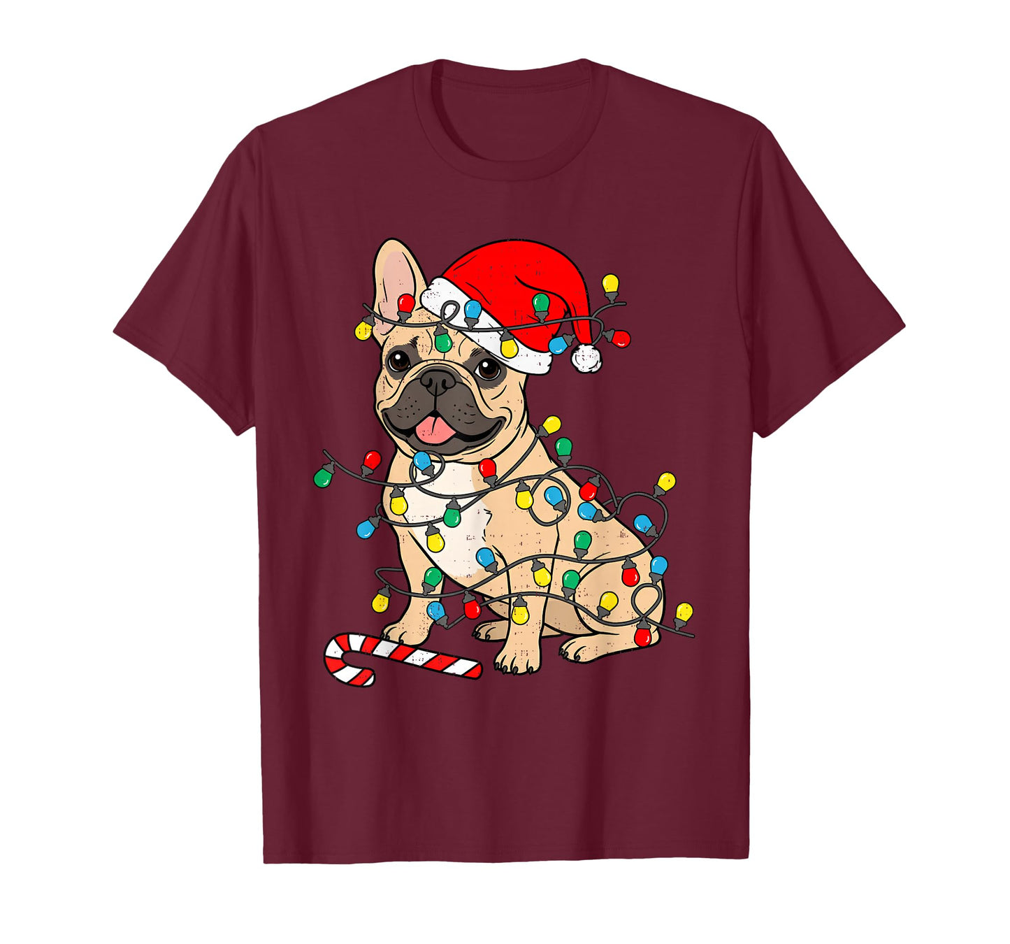 French Bulldog Dog Christmas Lights Santa Xmas Pet Dog Lover T-Shirt