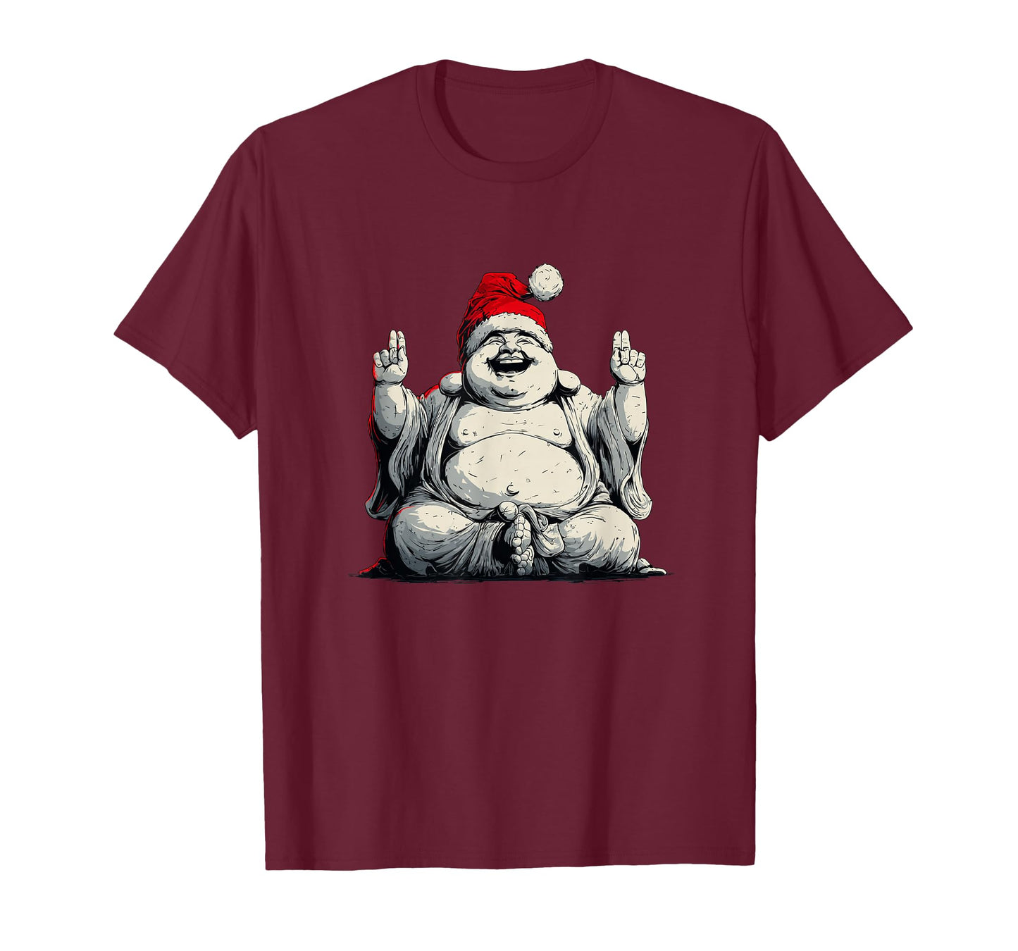 Amazing Buddha with Santa Claus Hat Costume T-Shirt