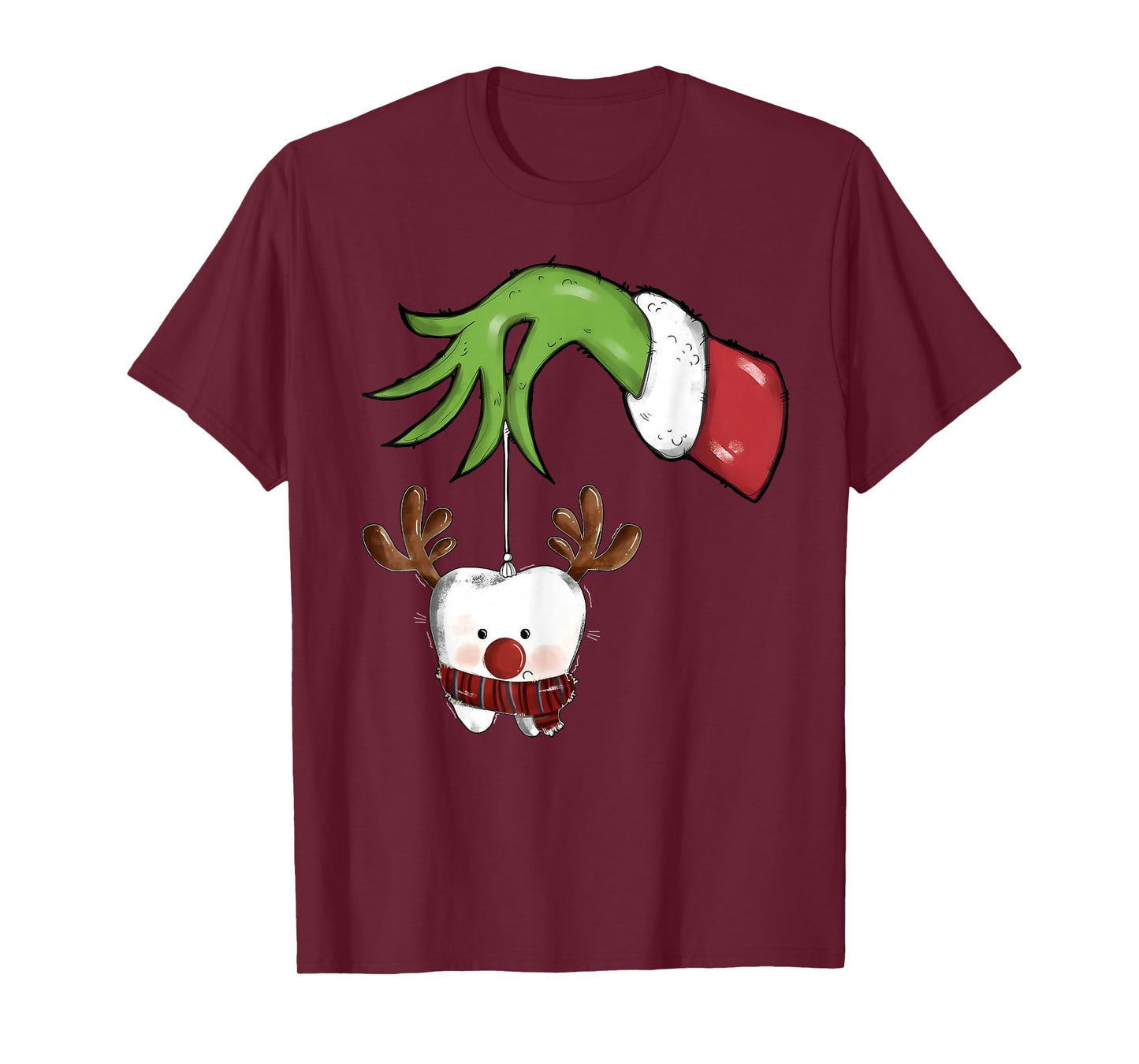 Tooth Dentist Dental Assistant Teeth Christmas Rudolph Santa T-Shirt