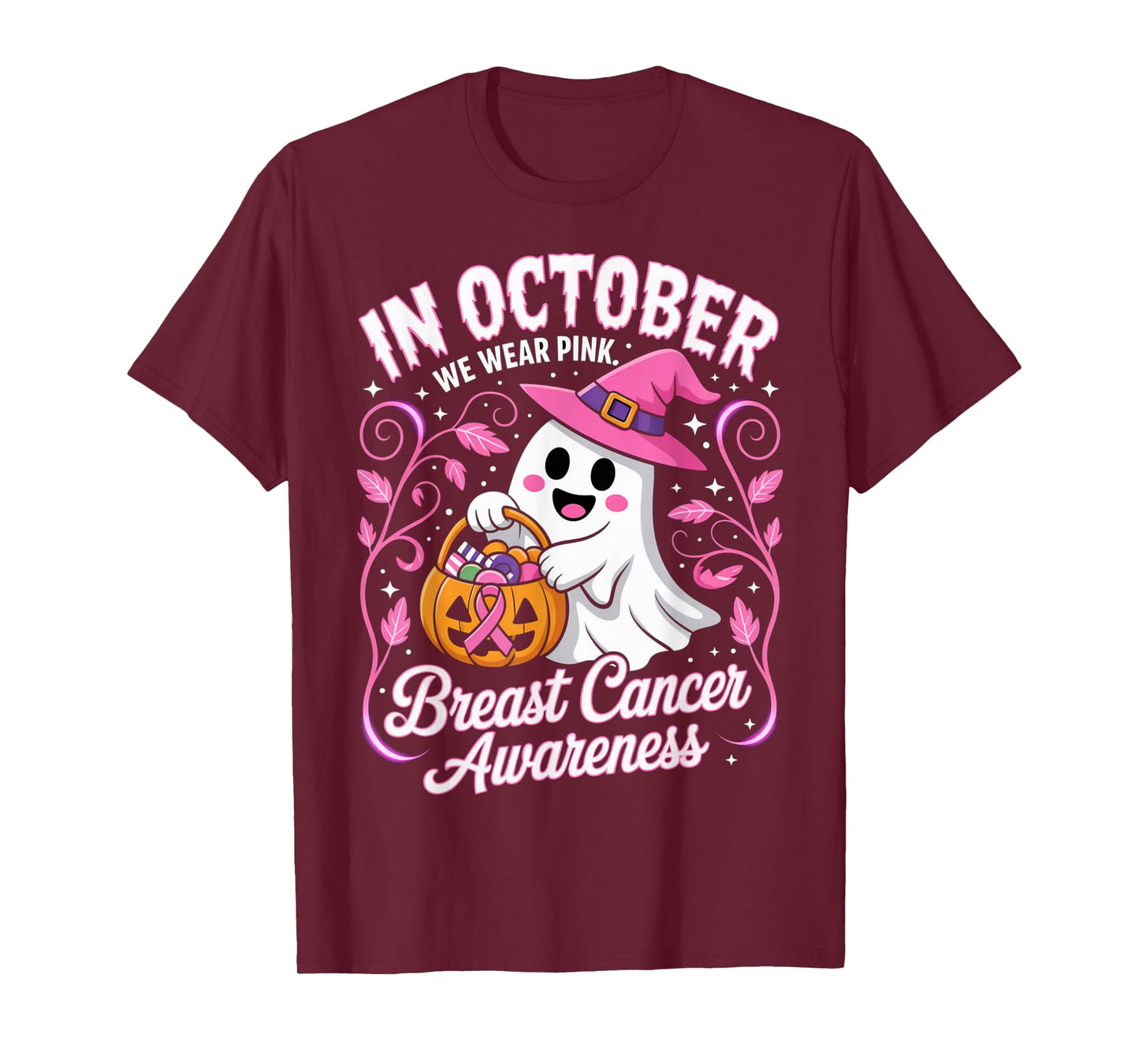 Breast Cancer Women Halloween in October We Wear Pink T-Shirt