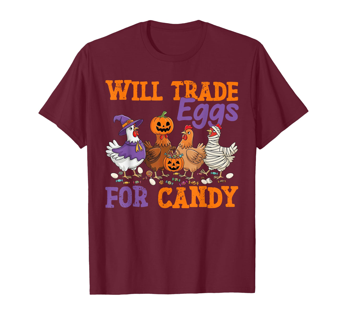 Will Trade Eggs for Candy Funny Halloween Chicken T-Shirt