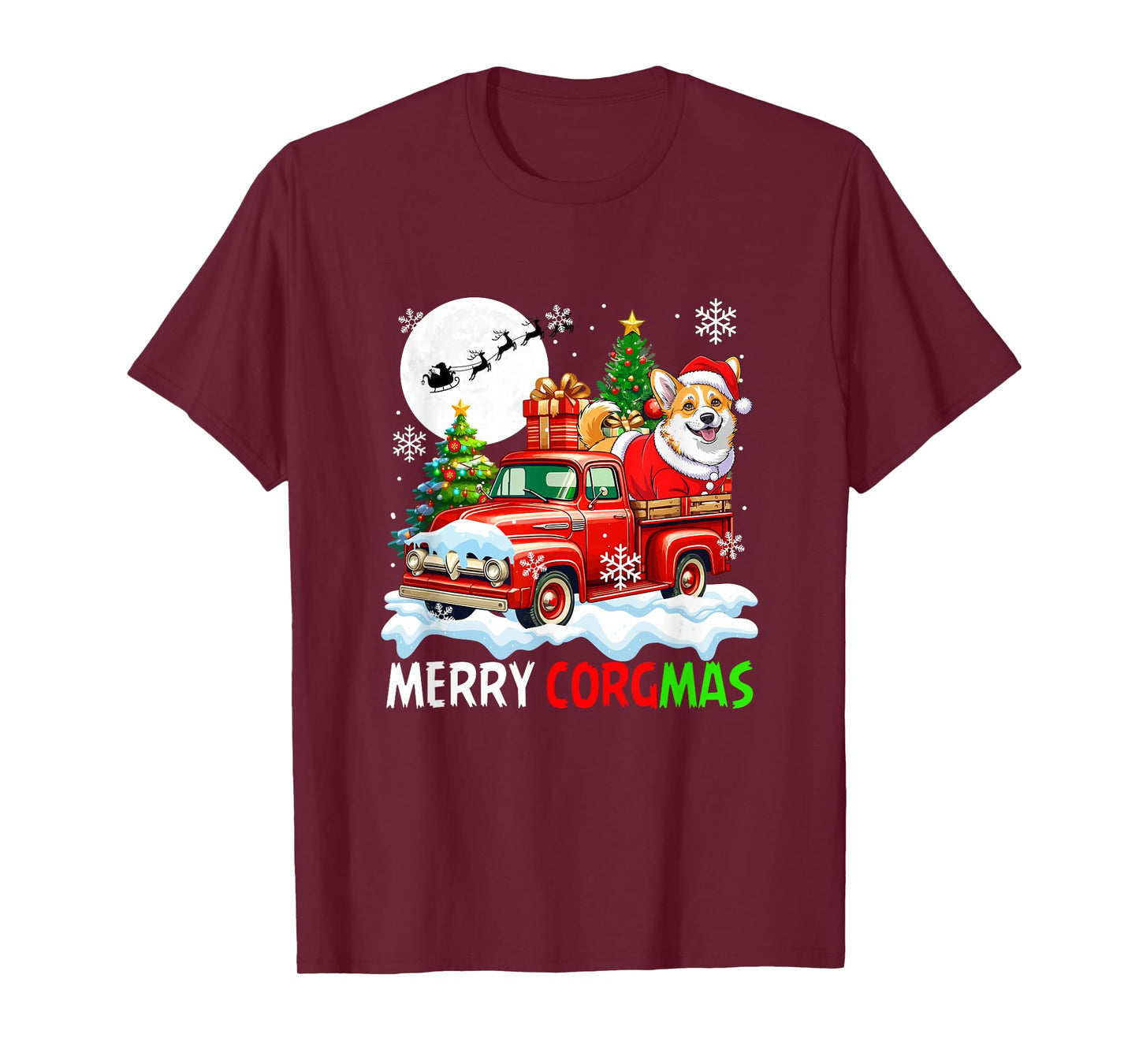Merry Christmas Santa Corgi On Pickup Truck Owner Kids T-Shirt