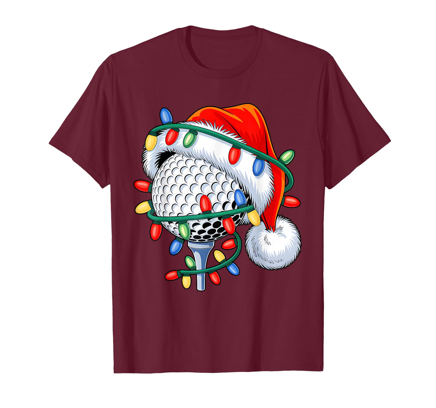 Golf Ball Santa Hat Xmas Funny Christmas Boys Men Golf Lover T-Shirt