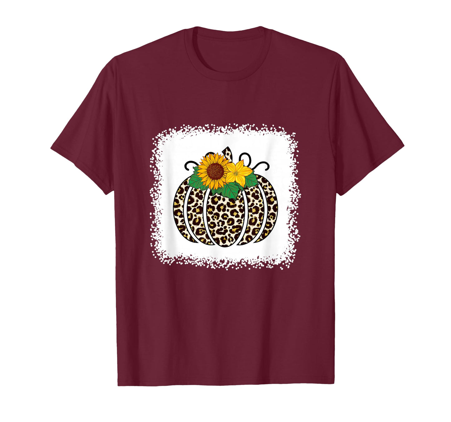 Halloween Pumpkin Bleached Leopard Print for Women Teen Girl T-Shirt