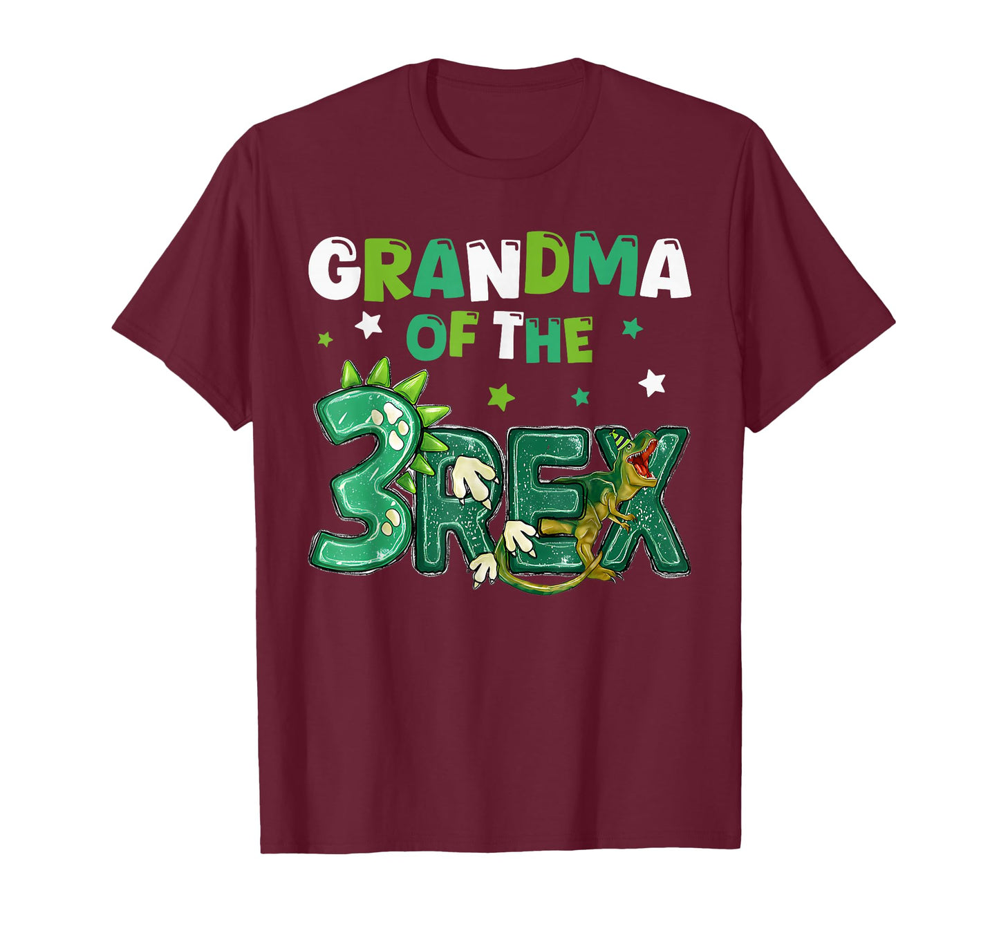 Grandma of the Three Rex Birthday Dinosaur Family Matching T-Shirt