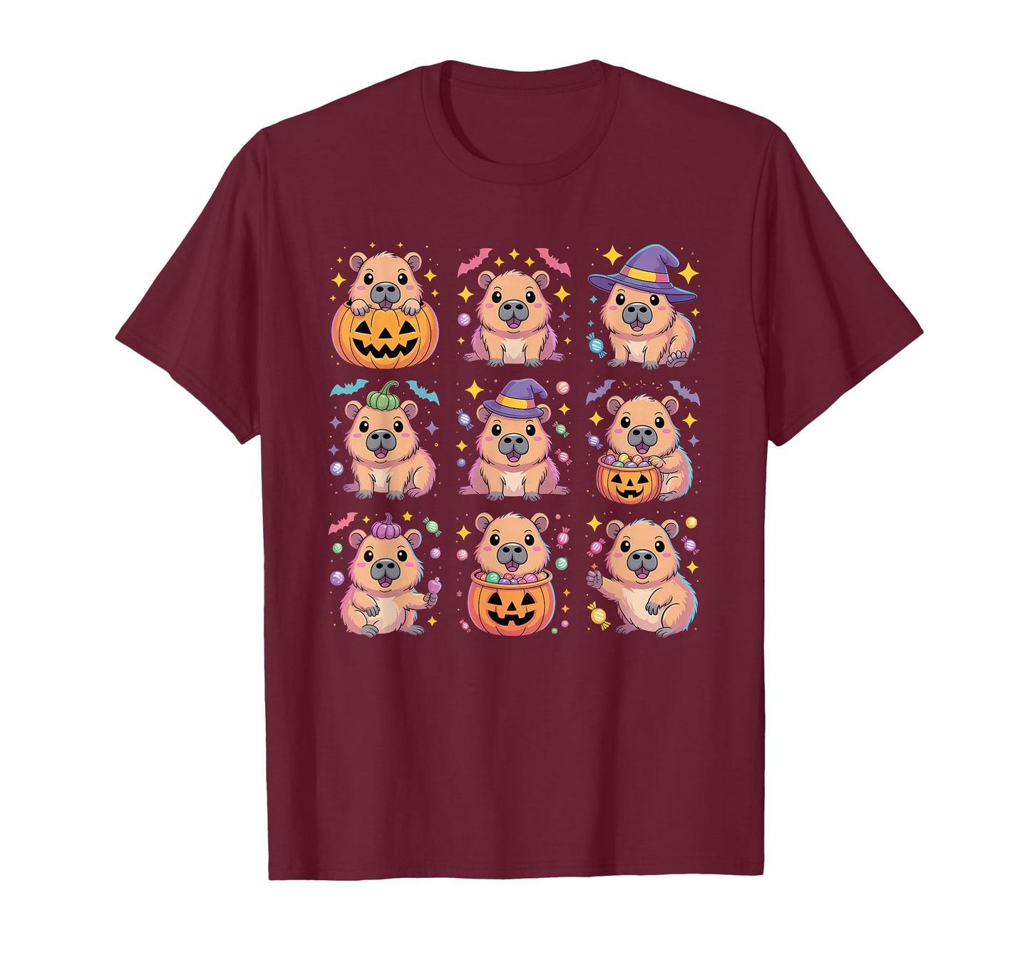 Halloween Capybara Pumpkin Kawaii Witch Costume T-Shirt
