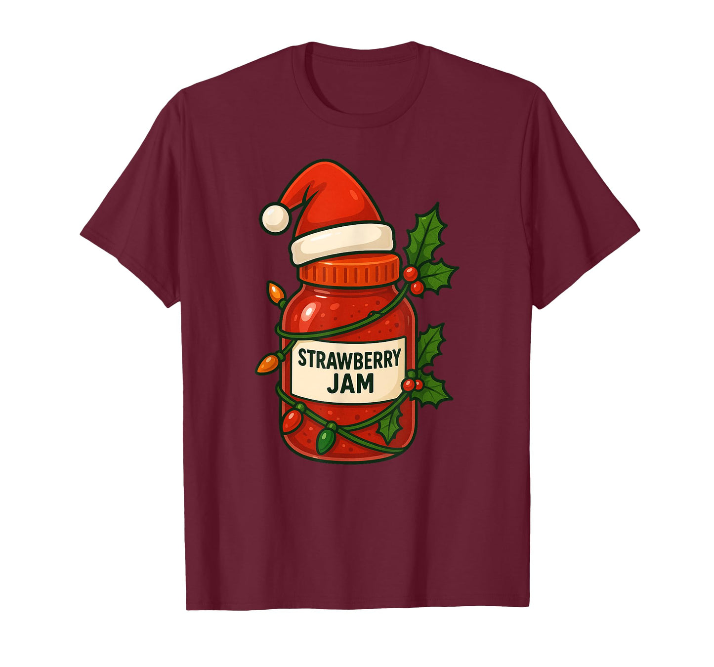 Strawberry Jam Merry Christmas Santa Hat Xmas Boys Girls Kid T-Shirt