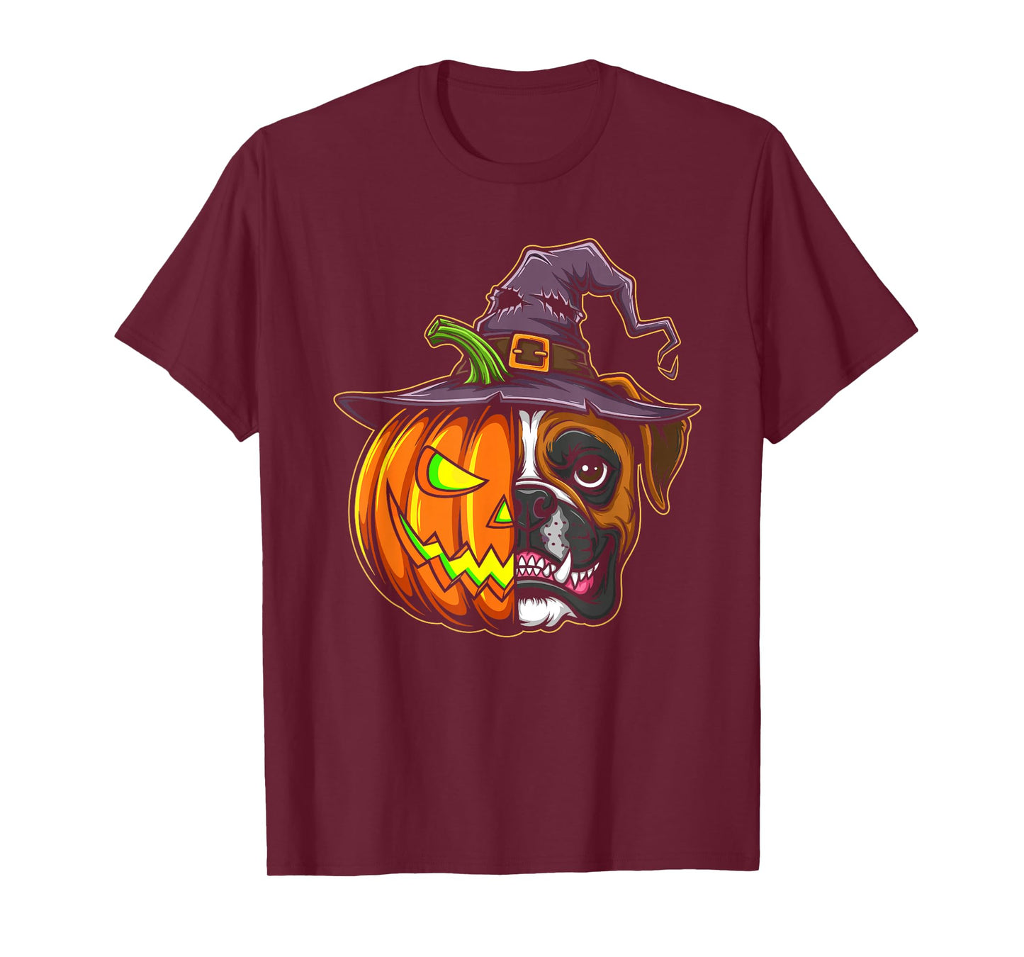 Boxer Dog Pumpkin Jack O Lantern Halloween Kids Mens Womens T-Shirt