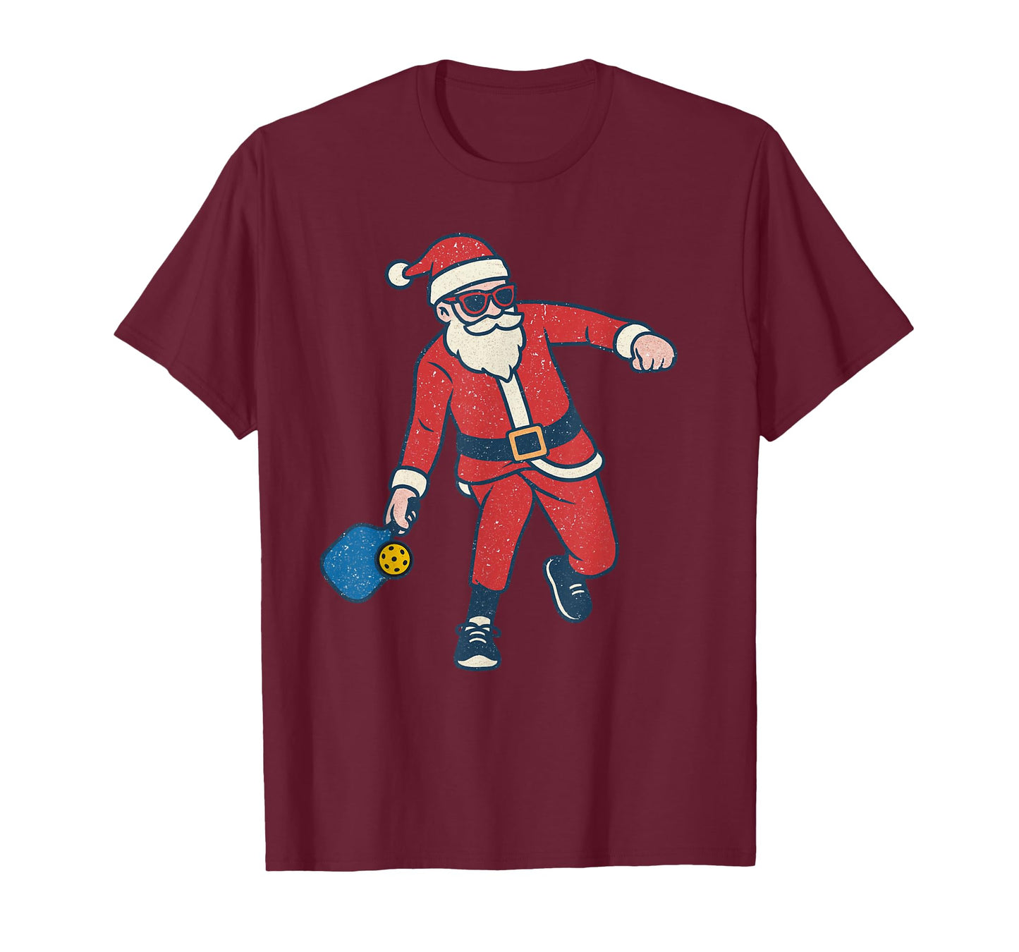 Santa Playing Pickleball Christmas Vintage Funny Xmas T-Shirt