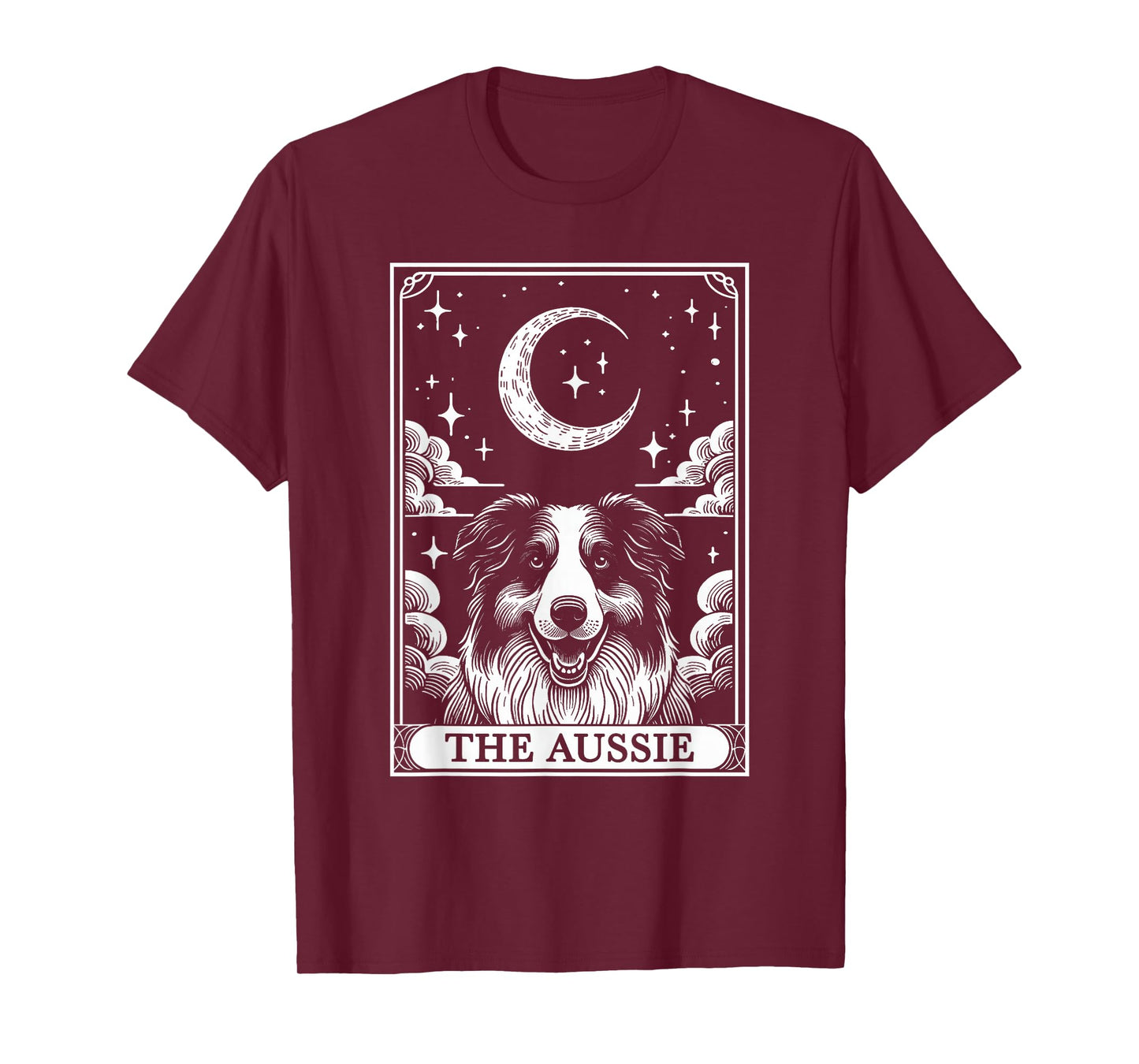 Tarot Card Vintage Crescent Moon Australian Shepherd Dog Mom T-Shirt