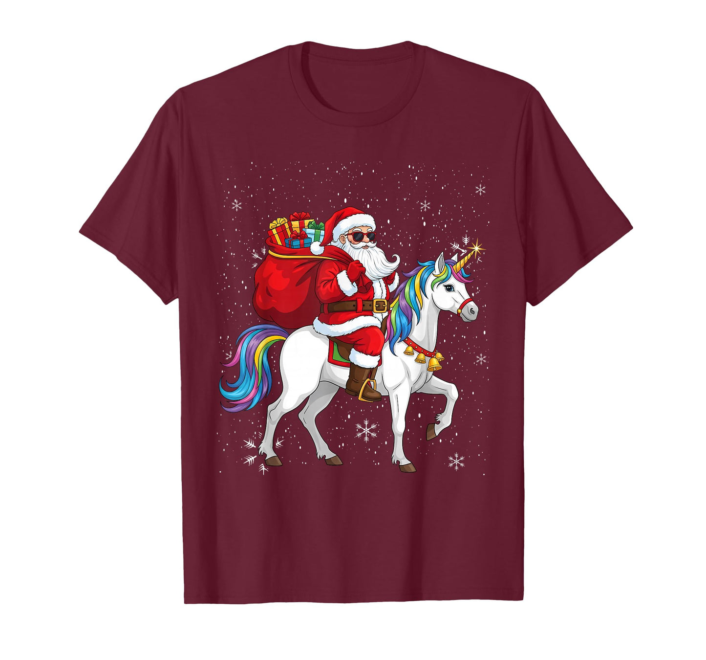 Santa Unicorn Christmas Holiday Xmas Girls Kids Women T-Shirt