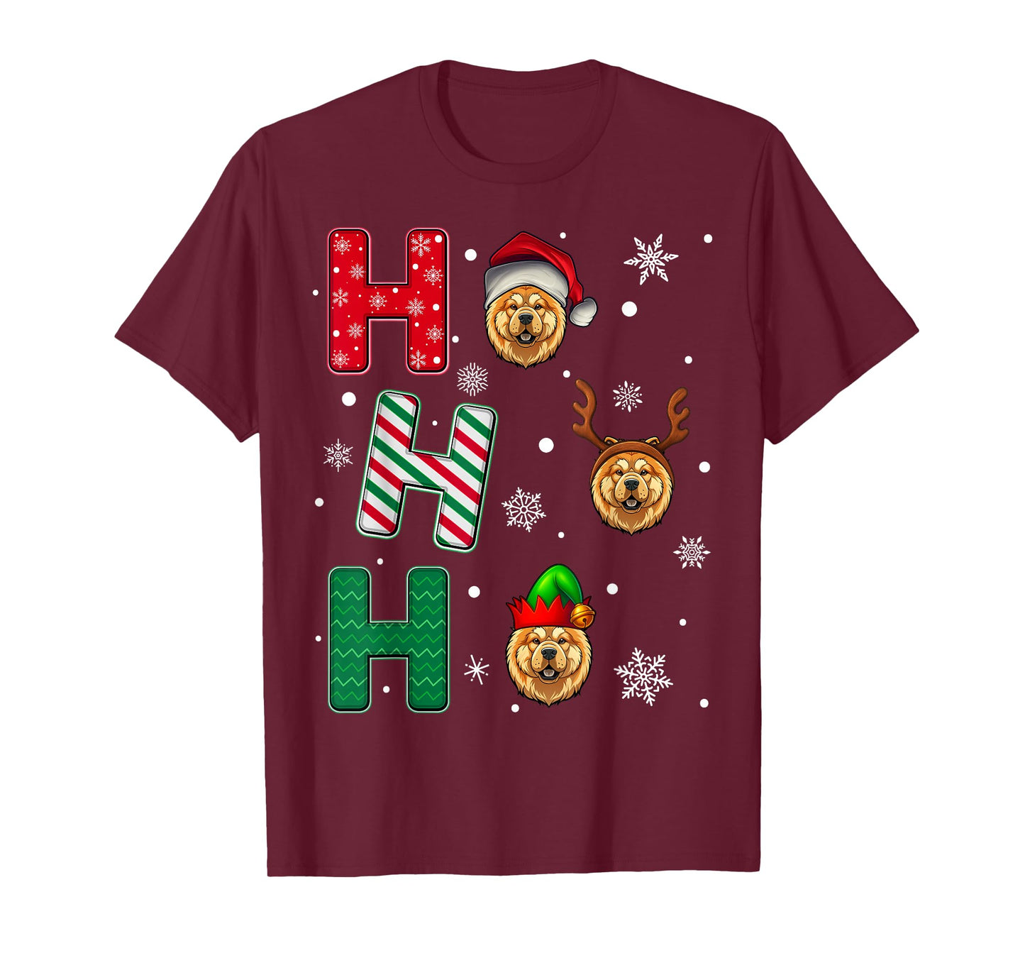 Ho Ho Ho Chow Chow Dog Lover Matching Christmas Elf Xmas T-Shirt
