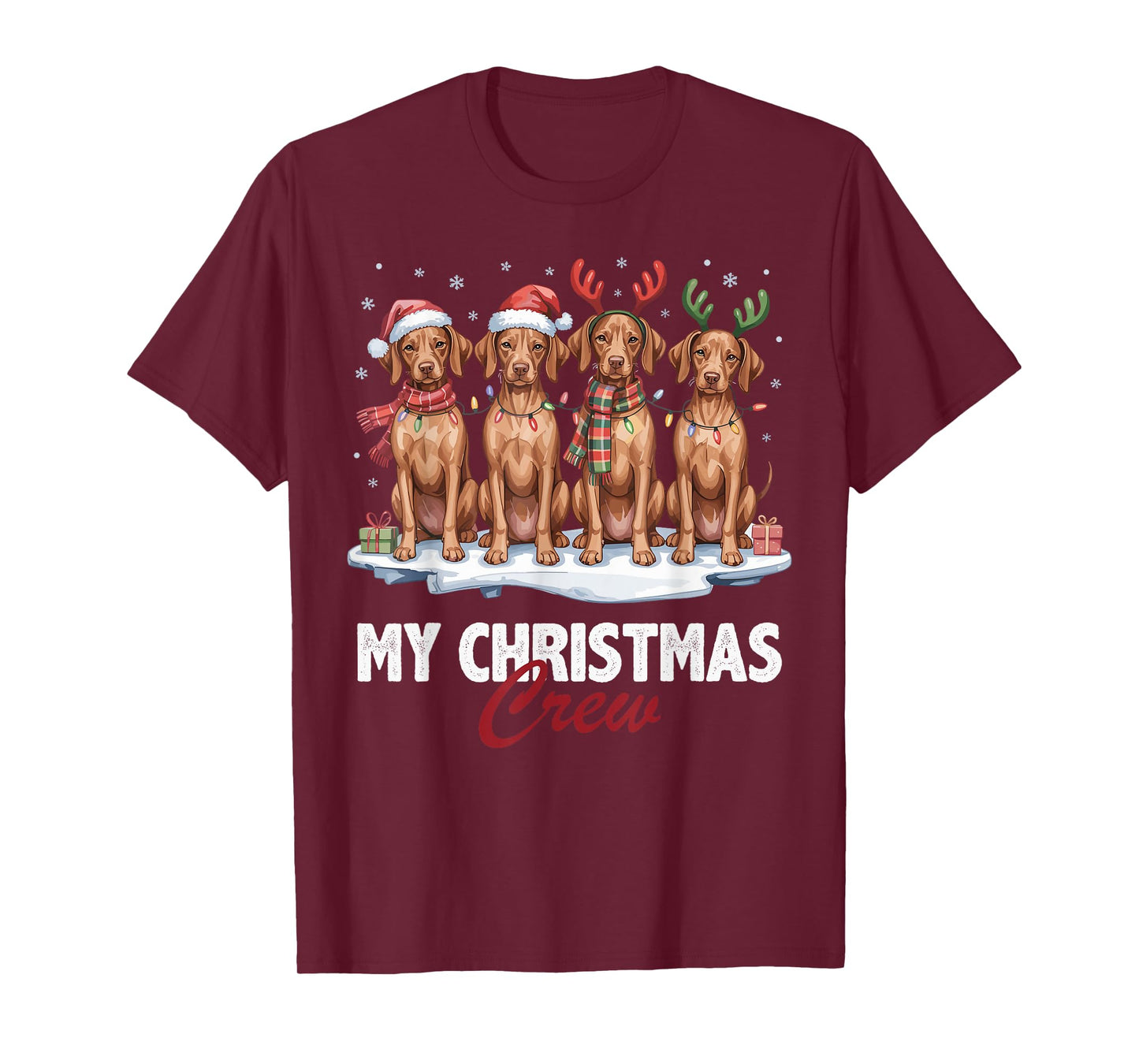 Vizsla Christmas Crew Funny Dog Lovers Holiday Pajama T-Shirt