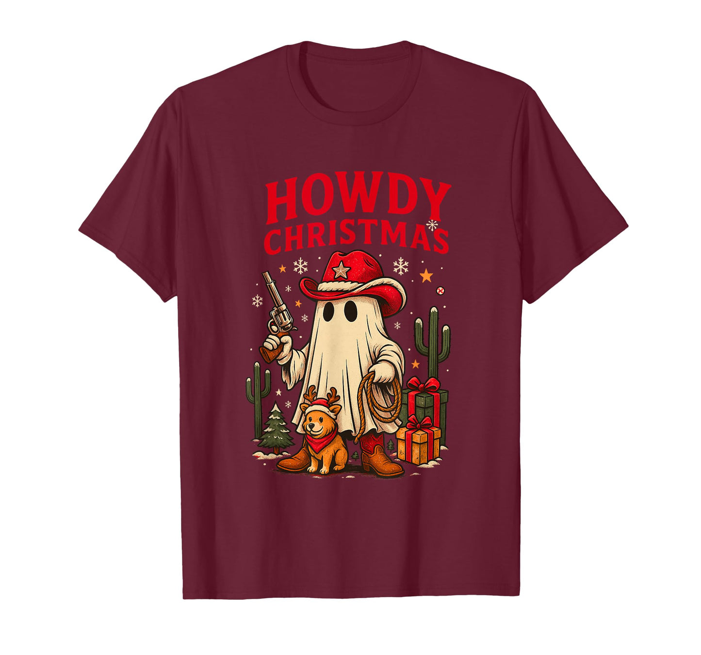 Howdy Christmas Cowboy Ghost Western Santa T-Shirt