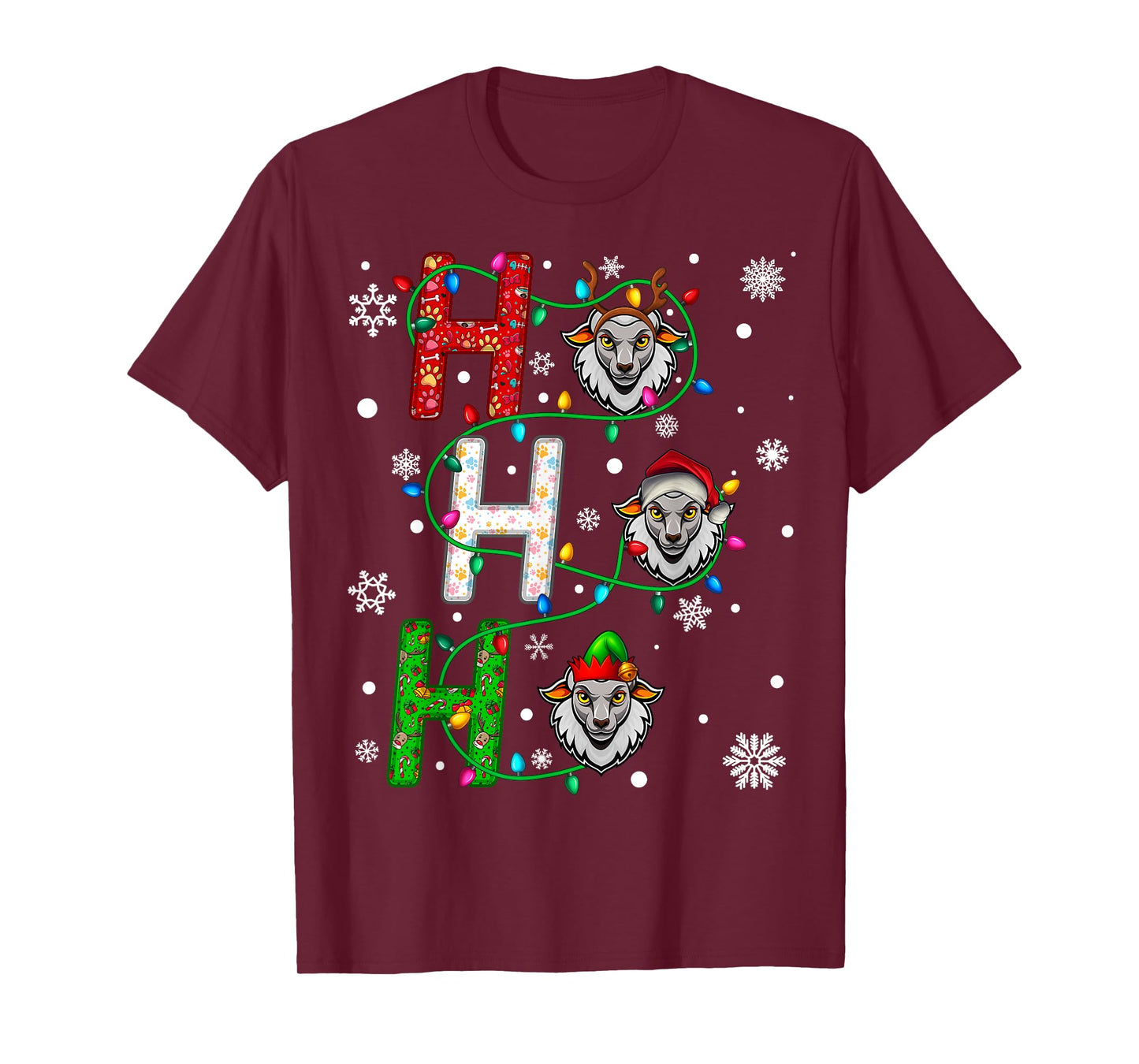 Matching Christmas Santa Hat Ho Ho Ho Sheep Animal Xmas T-Shirt