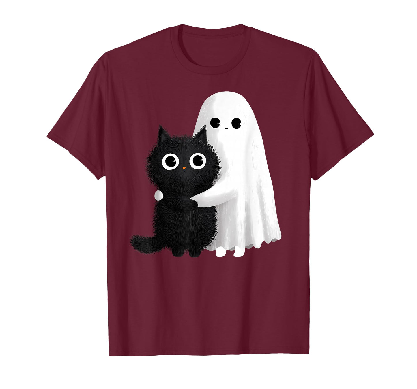 Spooky Boo Ghost Hugging Black Cat Halloween Cats Mom Dad T-Shirt