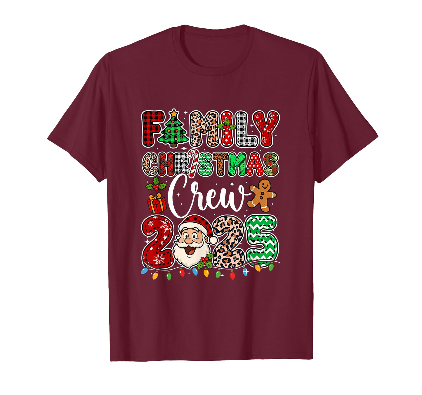 Family Christmas Crew 2025 Leopard Funny Santa Family Kids T-Shirt