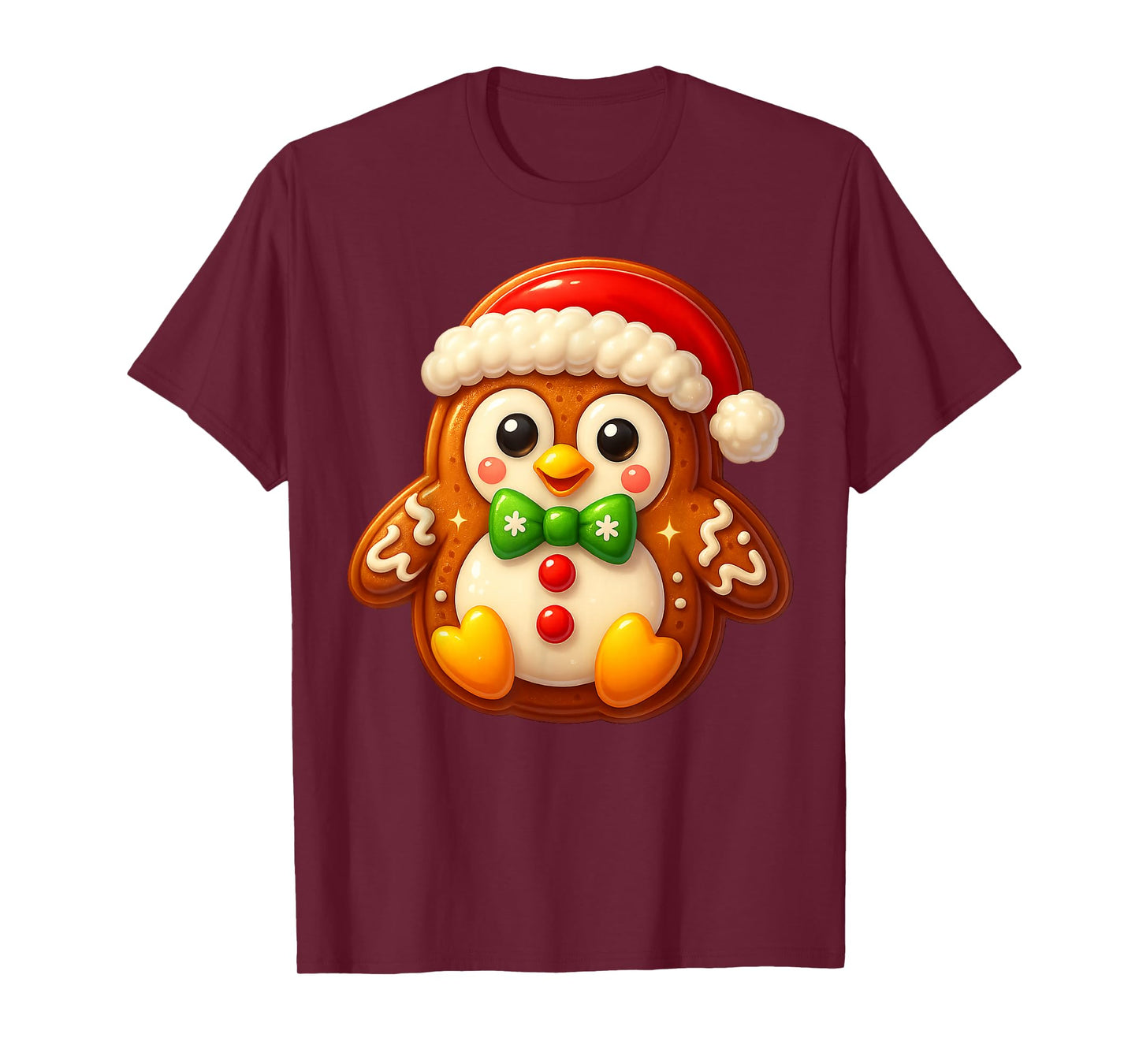 Funny Gingerbread Man Penguin Christmas Womens Mens Gifts T-Shirt