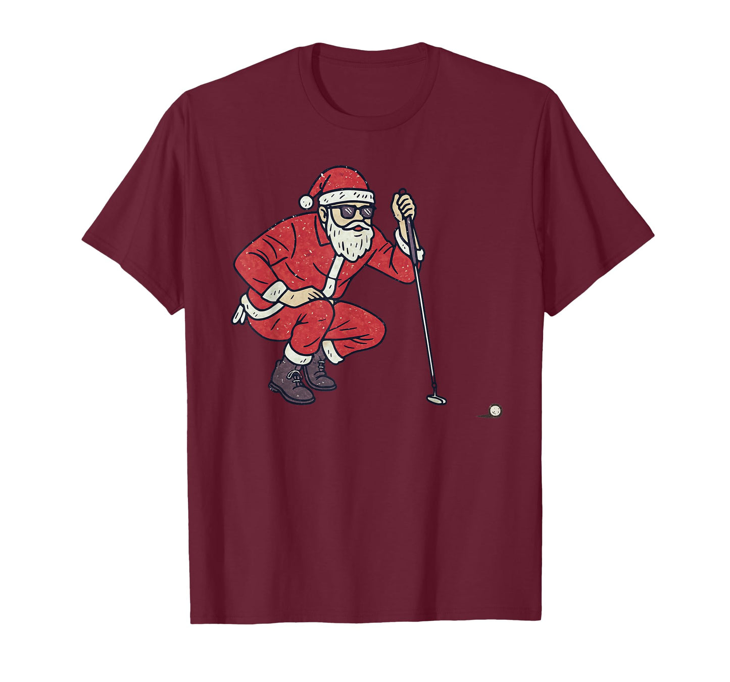 Santa Playing Golf Christmas Vintage Funny Xmas T-Shirt