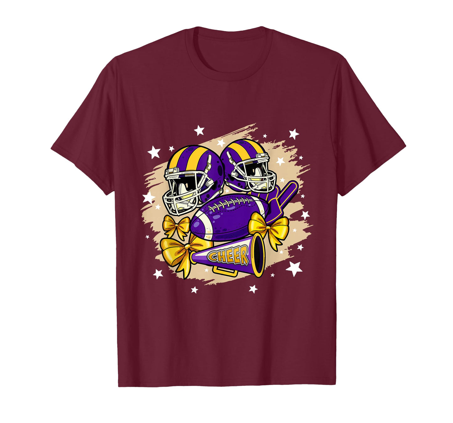 Football Cheer Mom Sister Coquette Bow Game Day Purple Women T-Shirt