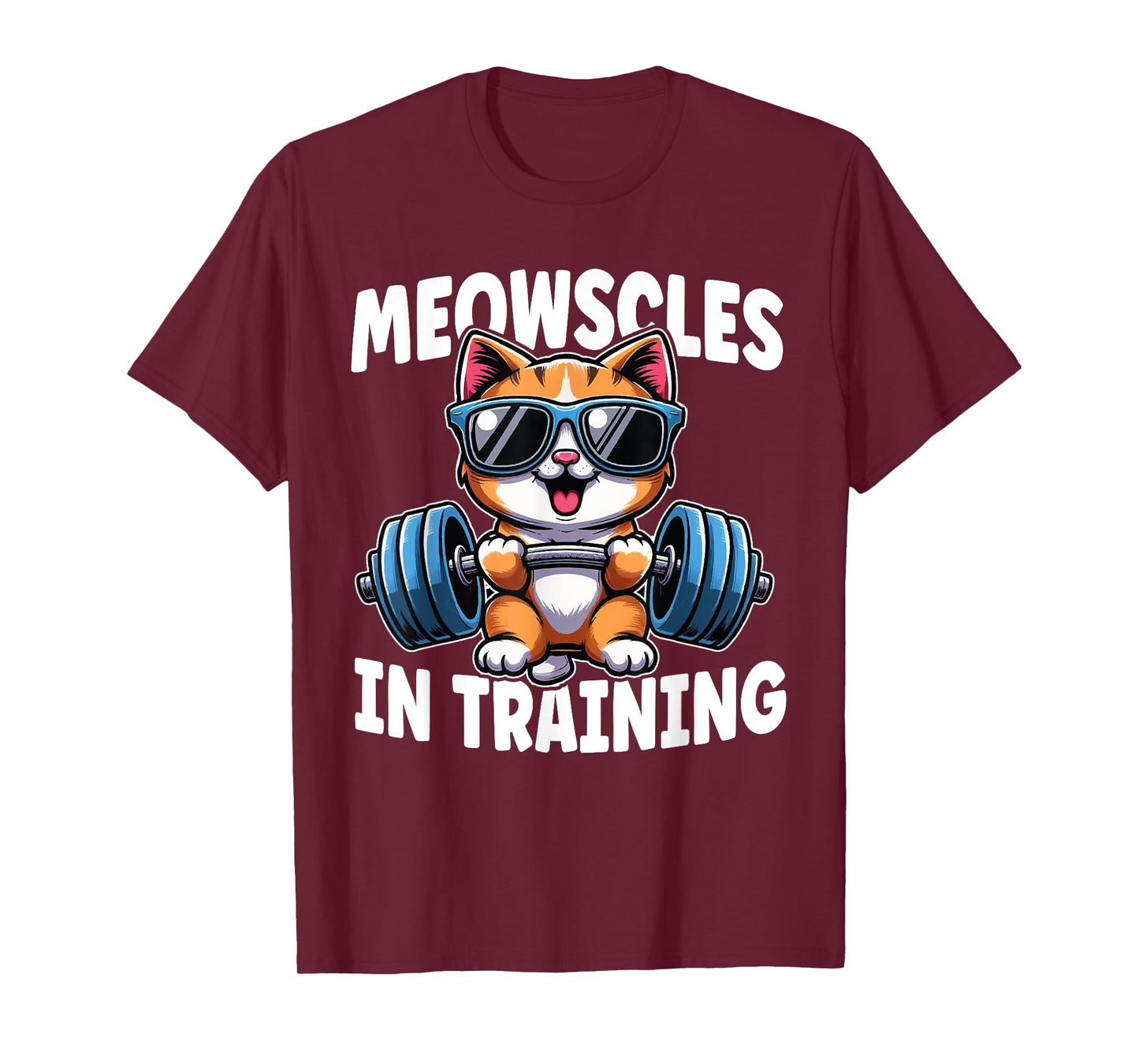 Kitty Workout Meowscles In Training Funny Gym Workout Cat T-Shirt
