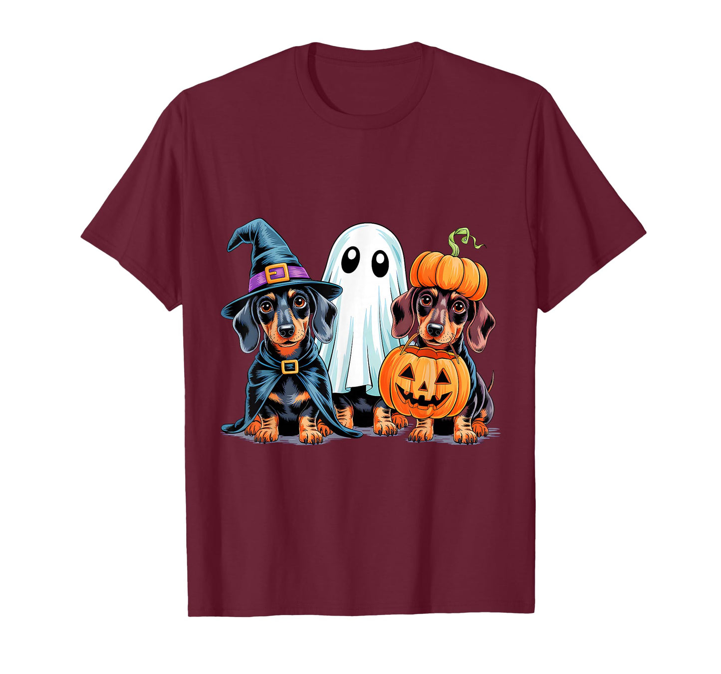 Dachshund Halloween Funny Wiener Dog Pumpkin Weenie Witch T-Shirt