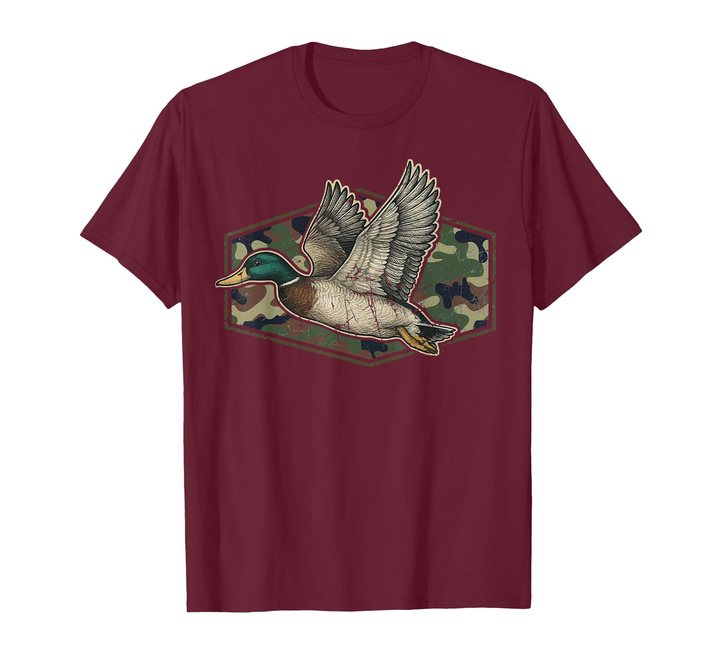 Camo Patriotic Mallard Duck Camouflage Flying Duck Hunting T-Shirt