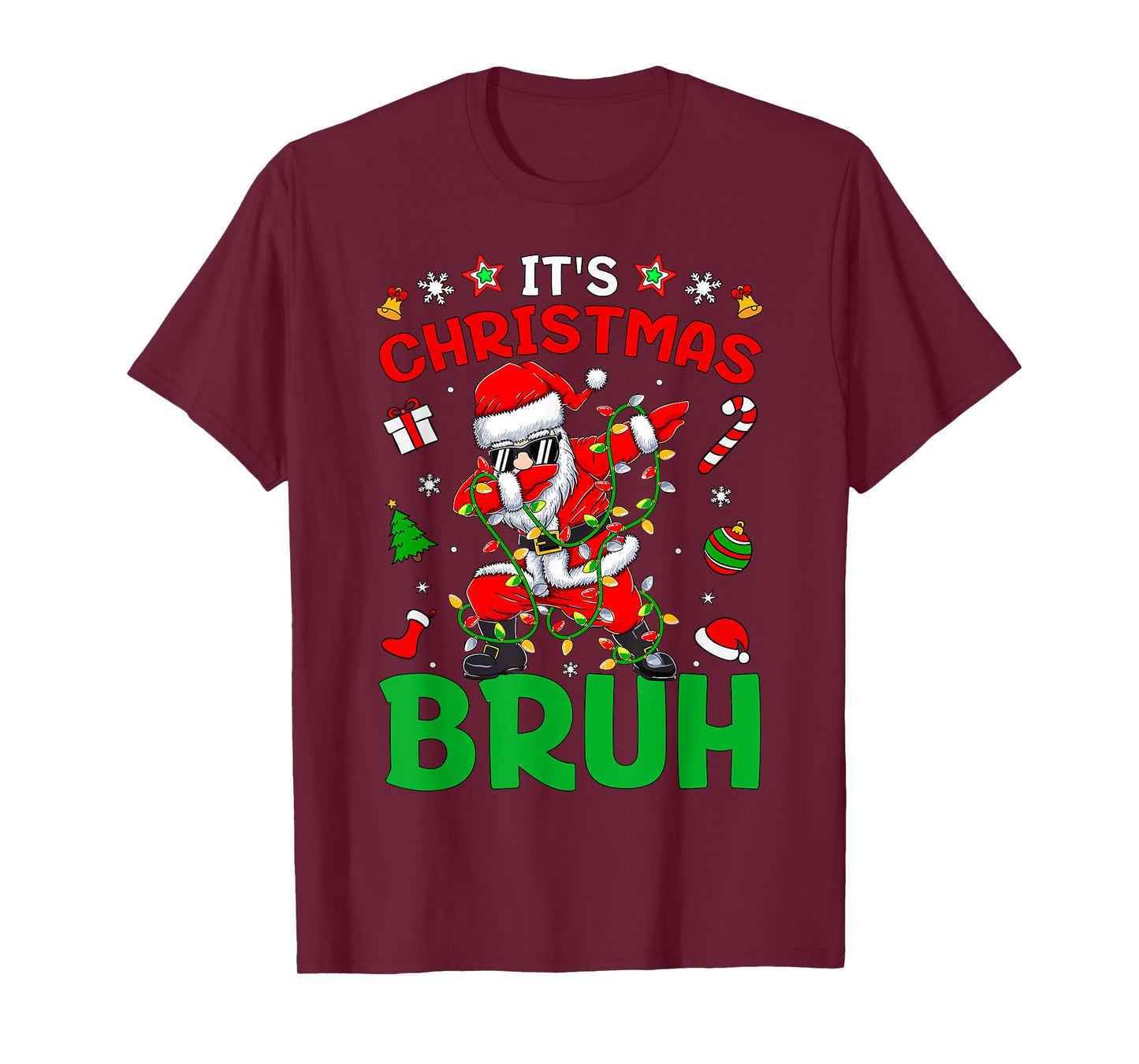 Bruh Christmas Boys Kids Santa Claus Dabbing Funny Xmas T-Shirt