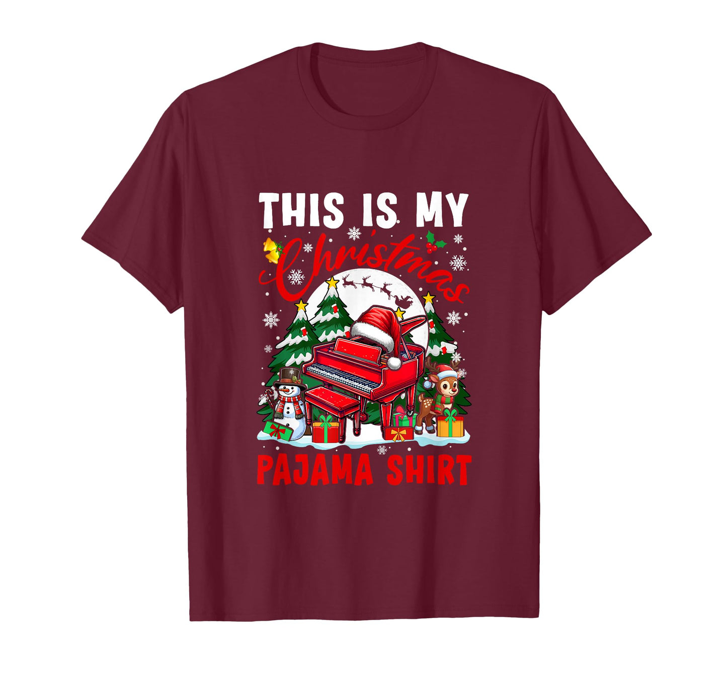 My Christmas Pajama Shirt Santa Piano Snowman Instrument T-Shirt