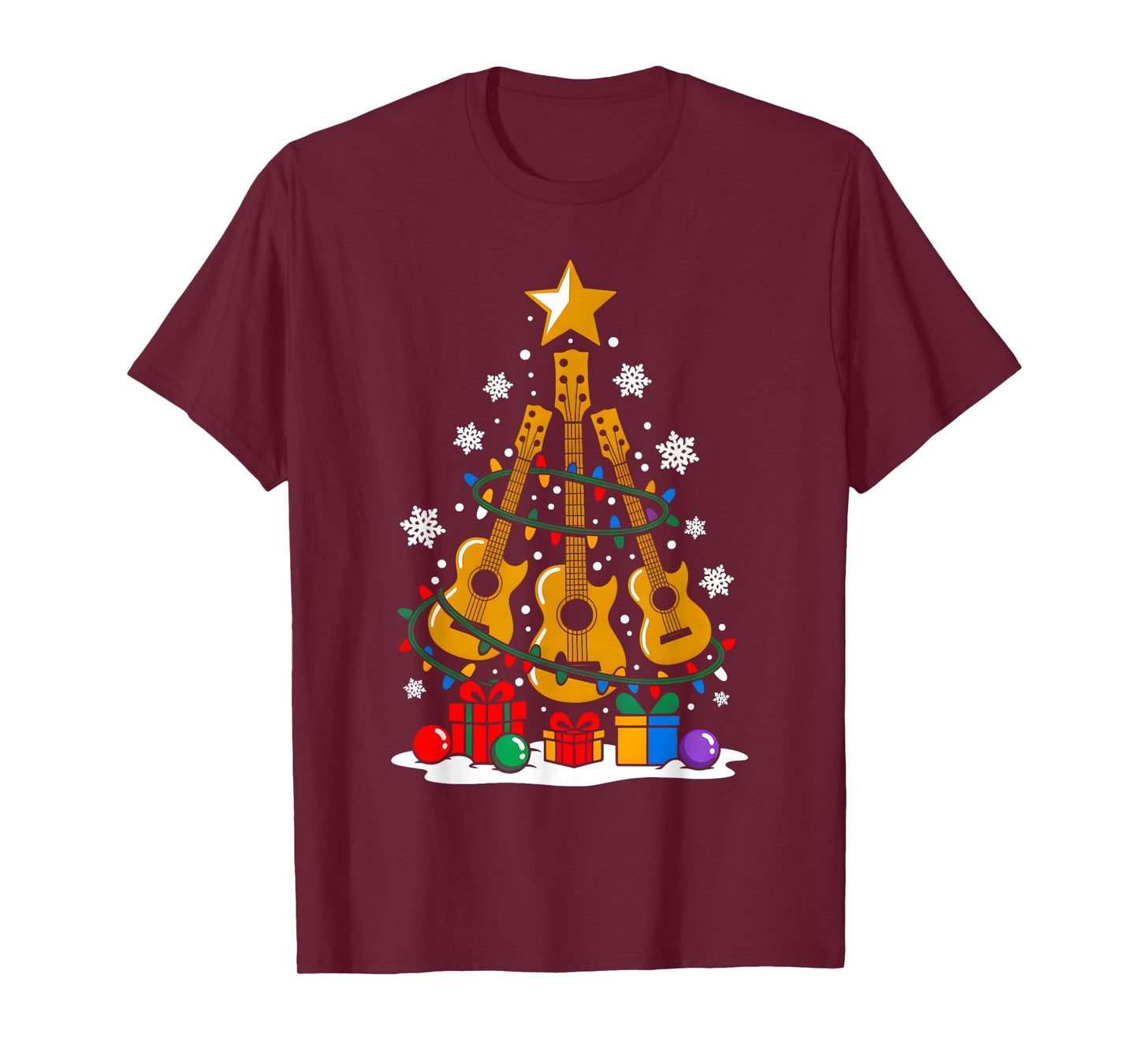 Christmas Guitar Classic Player Xmas Tree Music Lover Santa T-Shirt