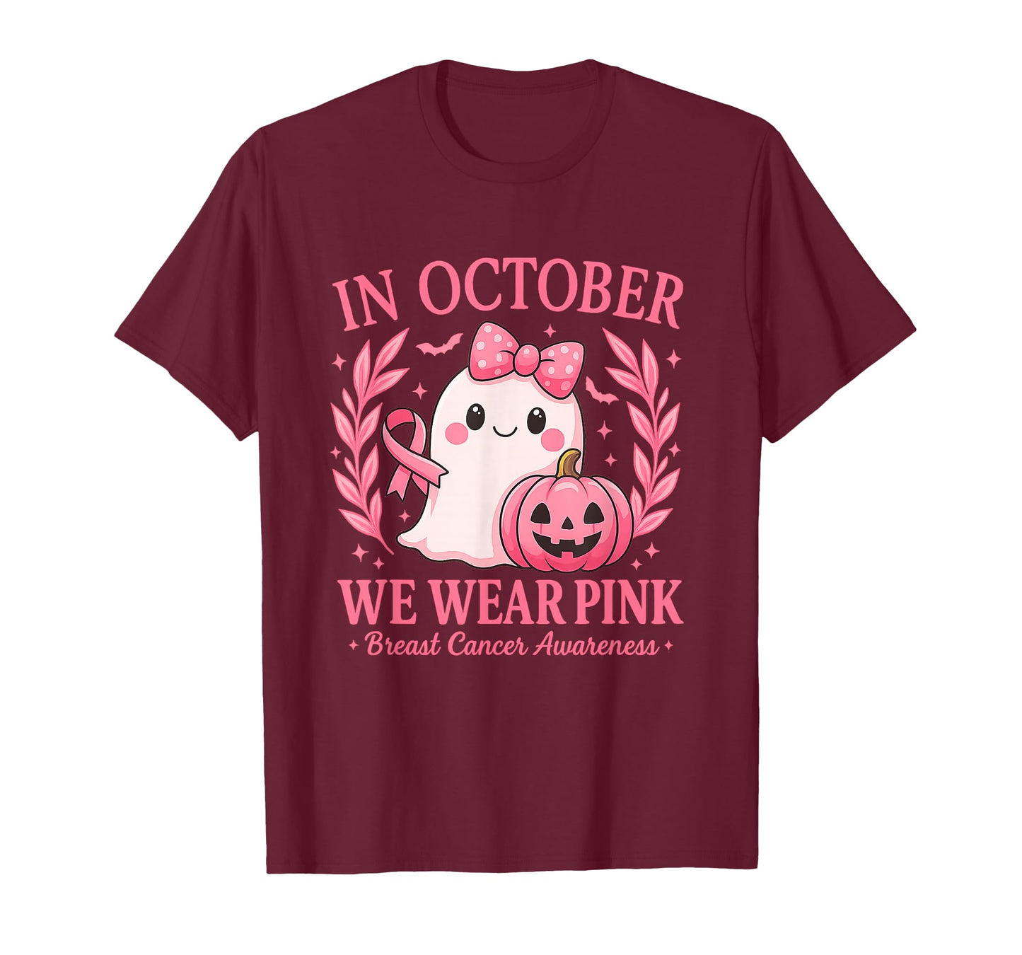 in October We Wear Pink Shirt Ghost Breast Cancer Awareness T-Shirt