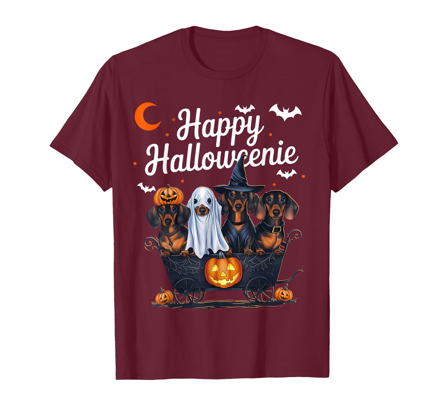 Happy Halloweenie Weiner Dog Cute Dachshund Witch Hat T-Shirt