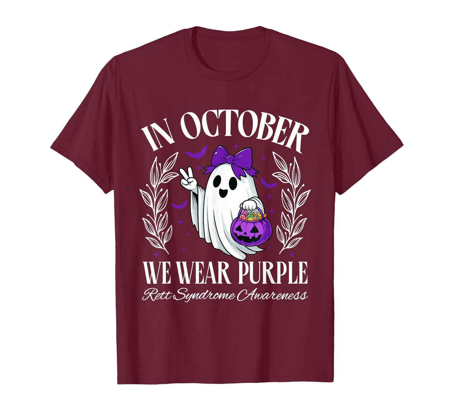 in October We Wear Purple Rett Syndrome Awareness Halloween T-Shirt