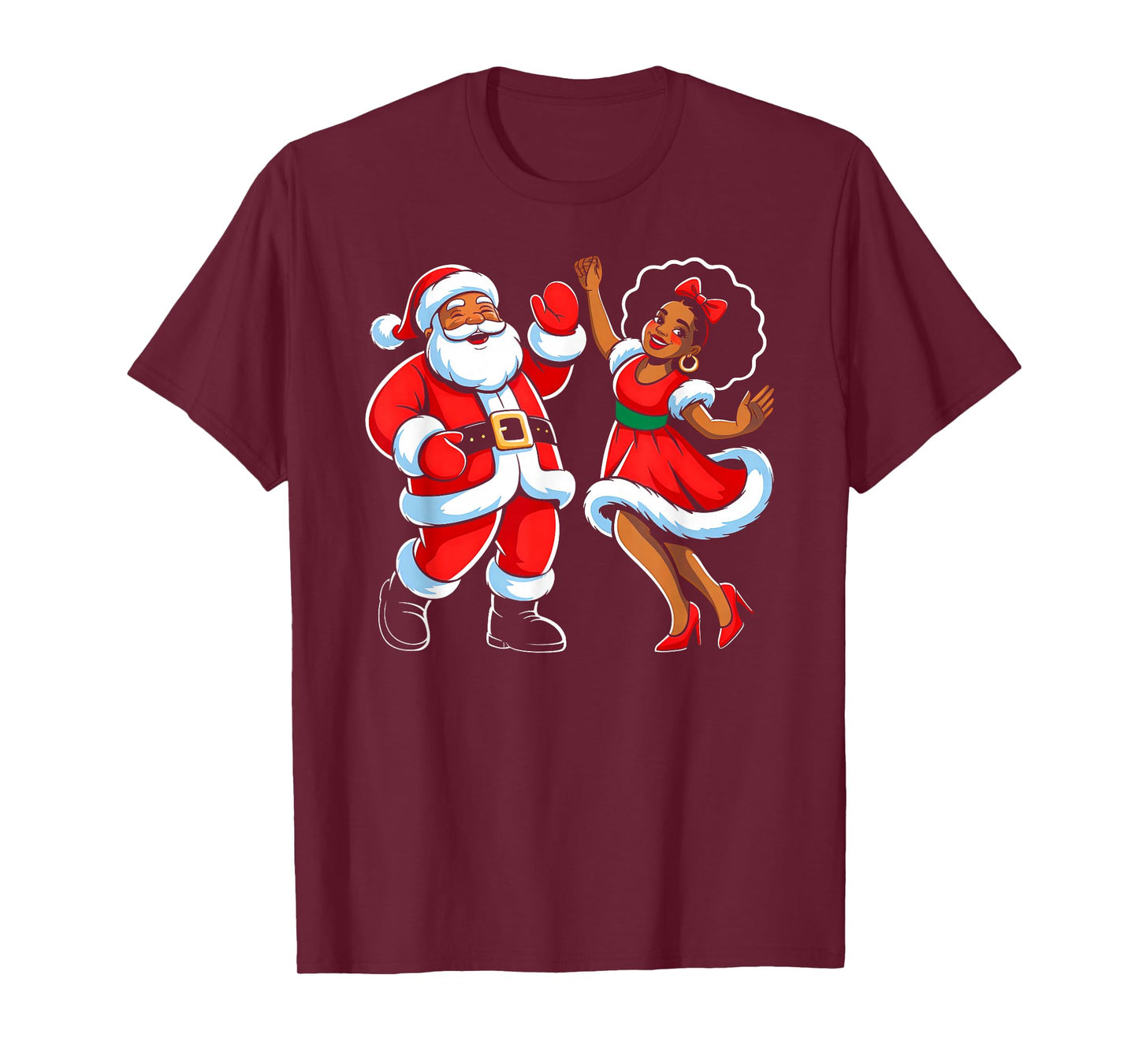 African American Santa Claus Dancing Funny Christmas Pajama T-Shirt