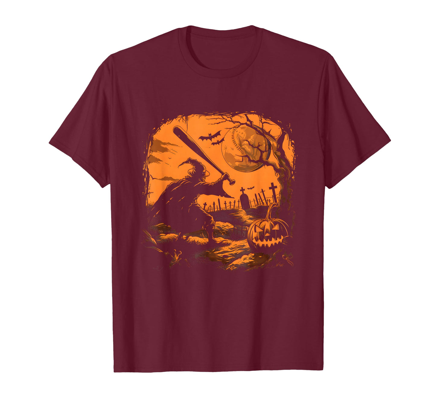 Witch Baseball Halloween Scene T-Shirt
