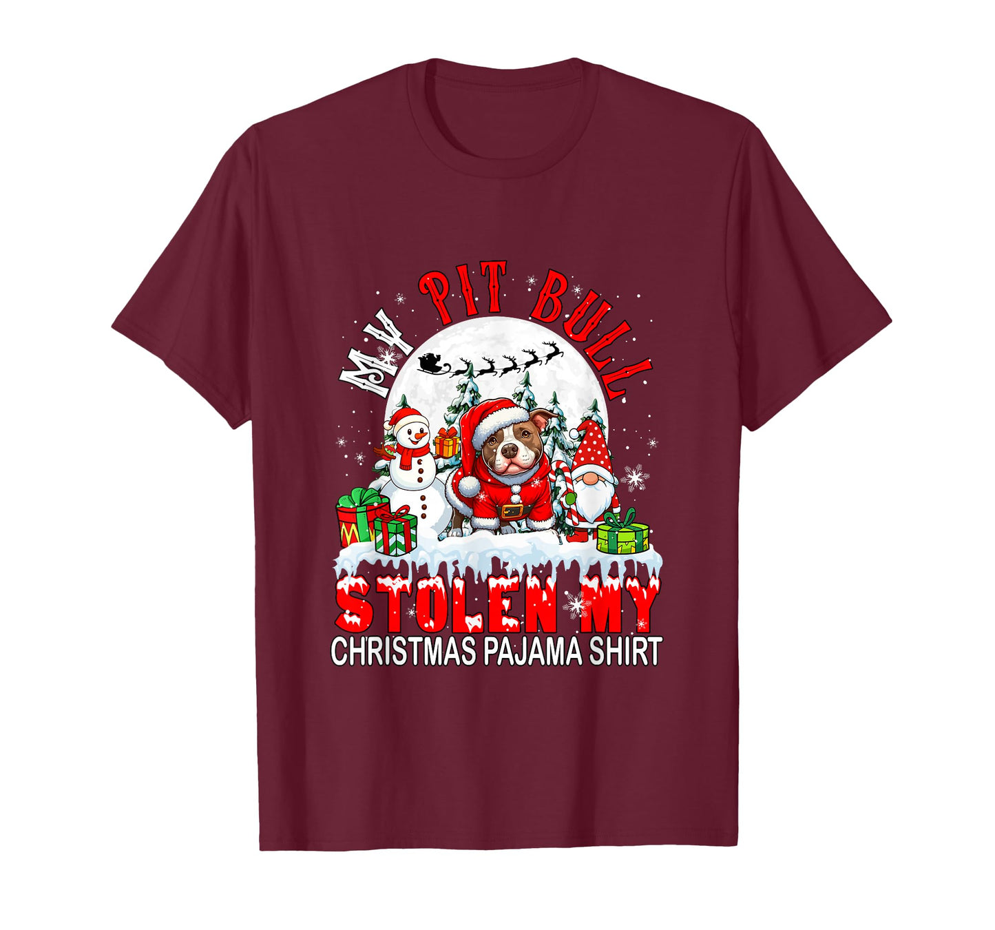 My Pit Bull Stolen My Christmas Pajama Shirt Santa Dog Owner T-Shirt