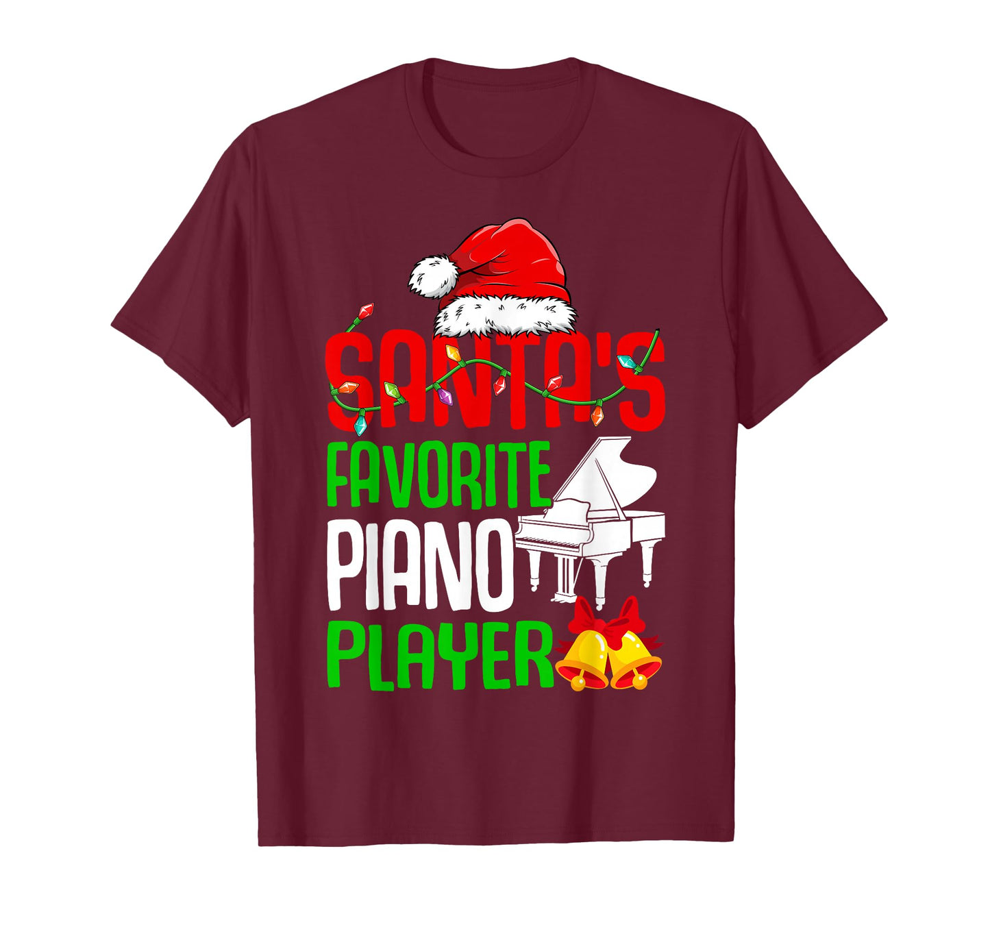 Santa's Favorite Piano Player - Santa Hat Pianist Christmas T-Shirt