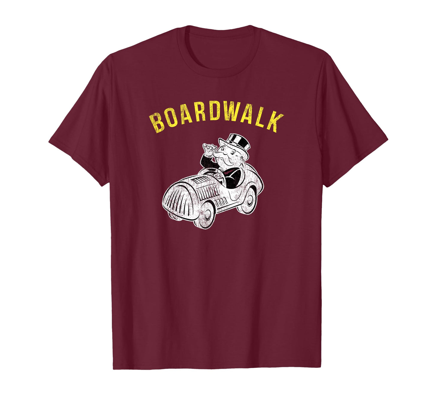 Monopoly Mr. Monopoly Boardwalk Car Ride Gaming Distressed T-Shirt