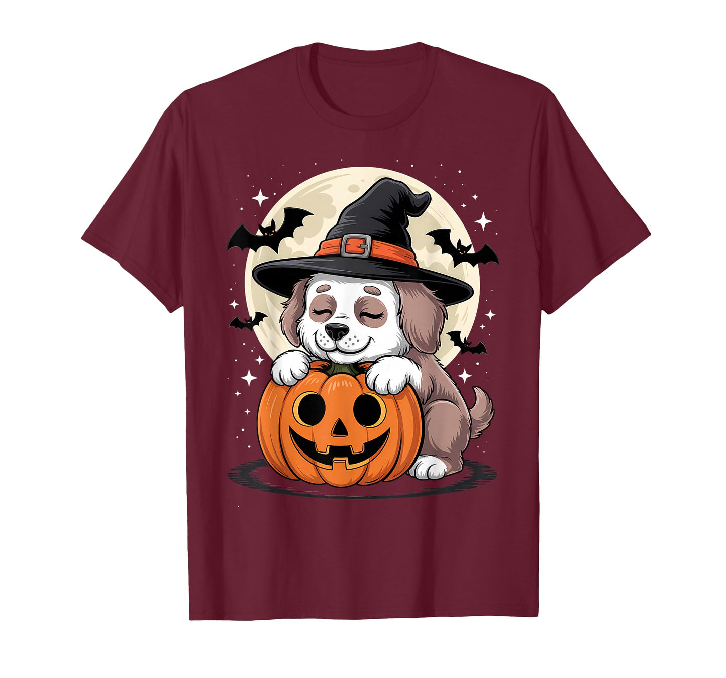 Halloween Dog Witch Hat Pumpkin Spooky T-Shirt
