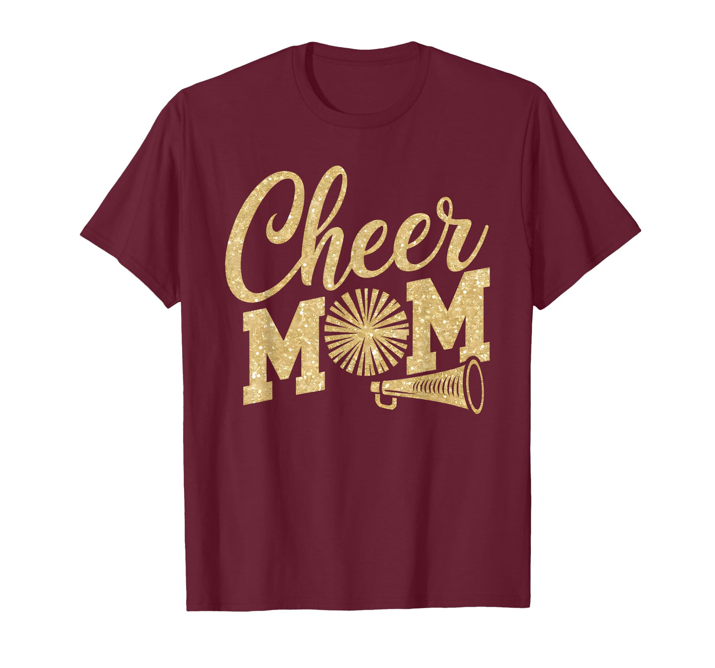 Cheer Mom Biggest Fan Cheerleader Black Yellow Gold Pom Pom T-Shirt
