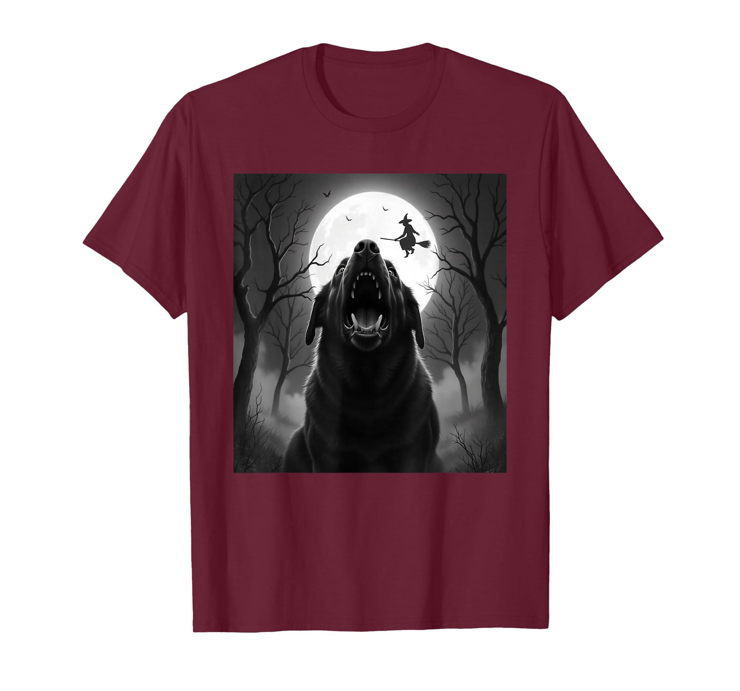 Funny Rottweiler Selfie Full Moon Flying Witch Halloween Dog T-Shirt