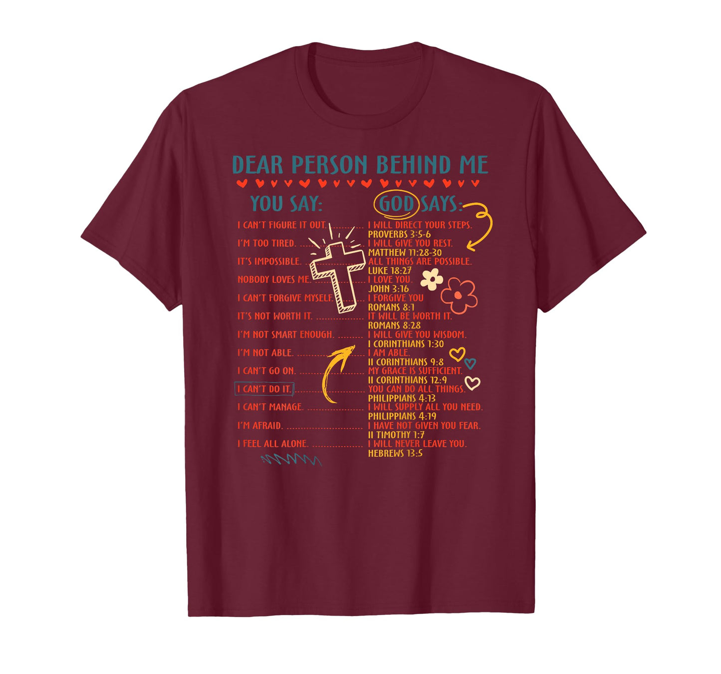 Dear Person Behind Me You Say God Says Inspiration Christian T-Shirt