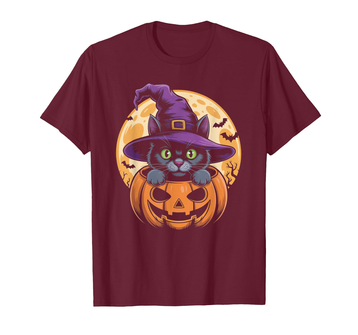 Cat Halloween Pumpkin Black Cat Scarry Spooky Gifts Kids T-Shirt