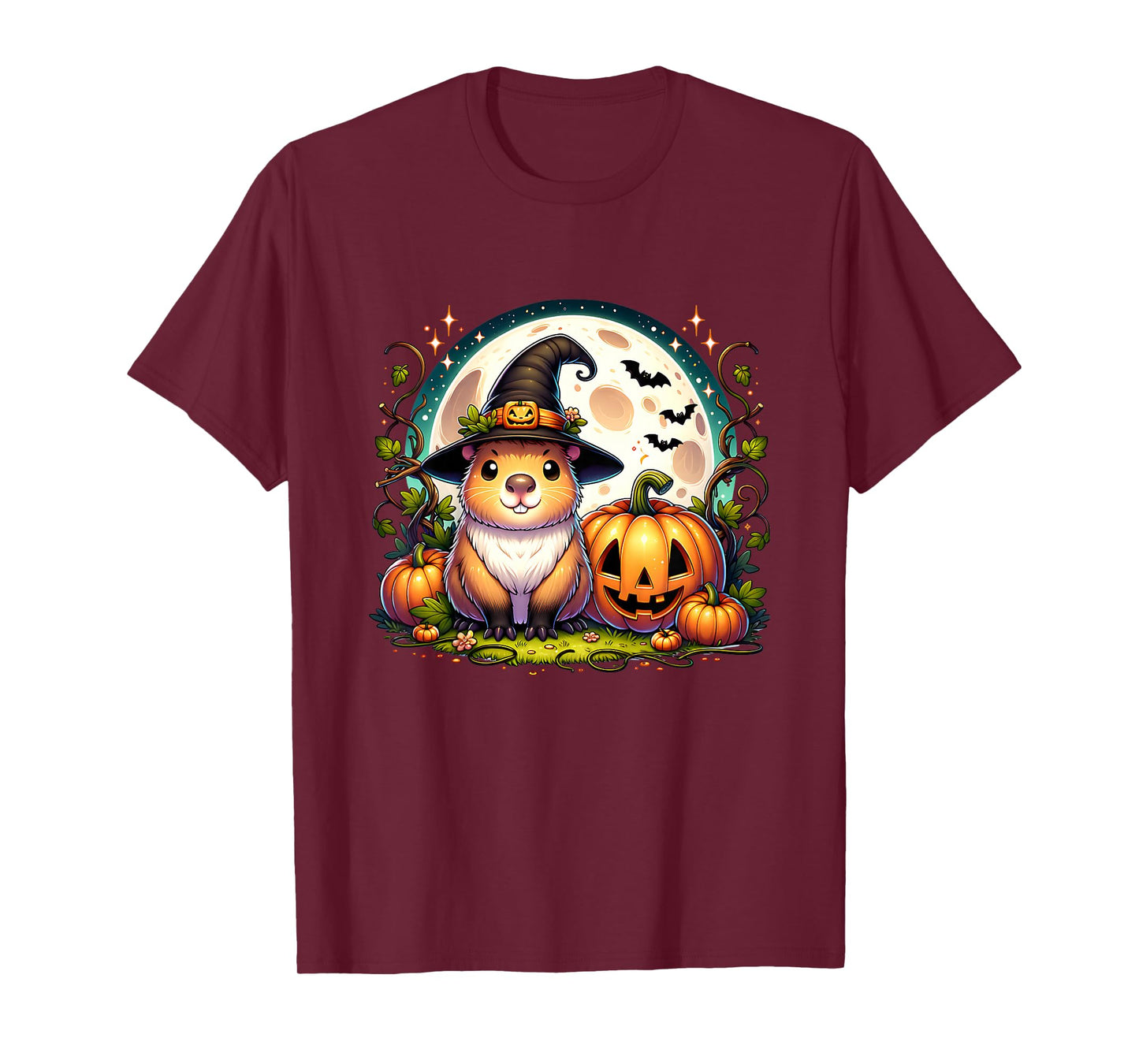 Halloween Capybara Witch Jack-o-Lantern Pumpkin Graphic T-Shirt